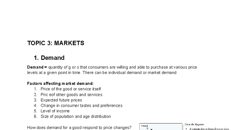 Year 11 Econ: Topic 3 - Markets and Demand Analysis - Studocu