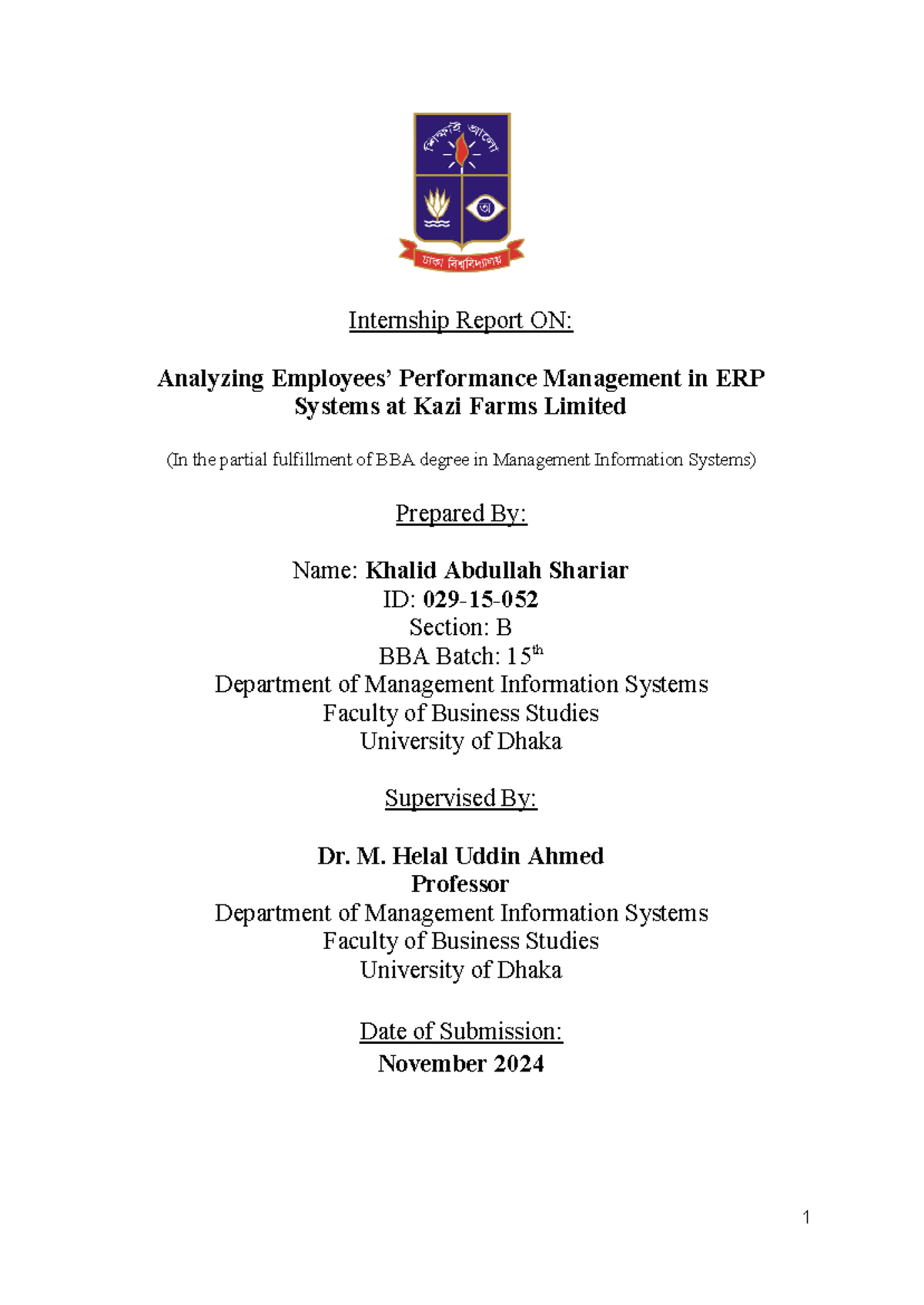 Internship Report: Analyzing Employee Performance Management in ERP ...