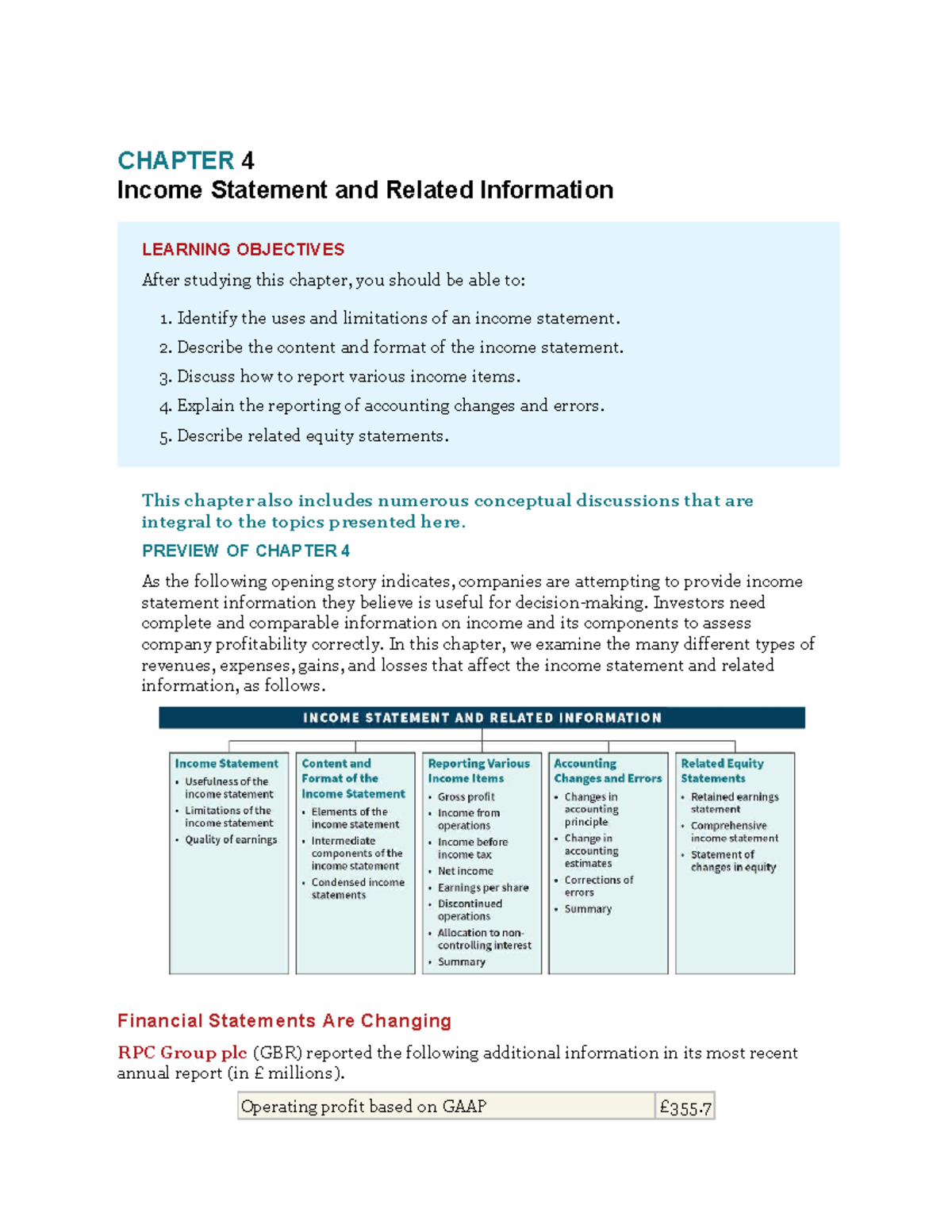 CH4 Income Statement Overview and Key Concepts in Financial Reporting ...