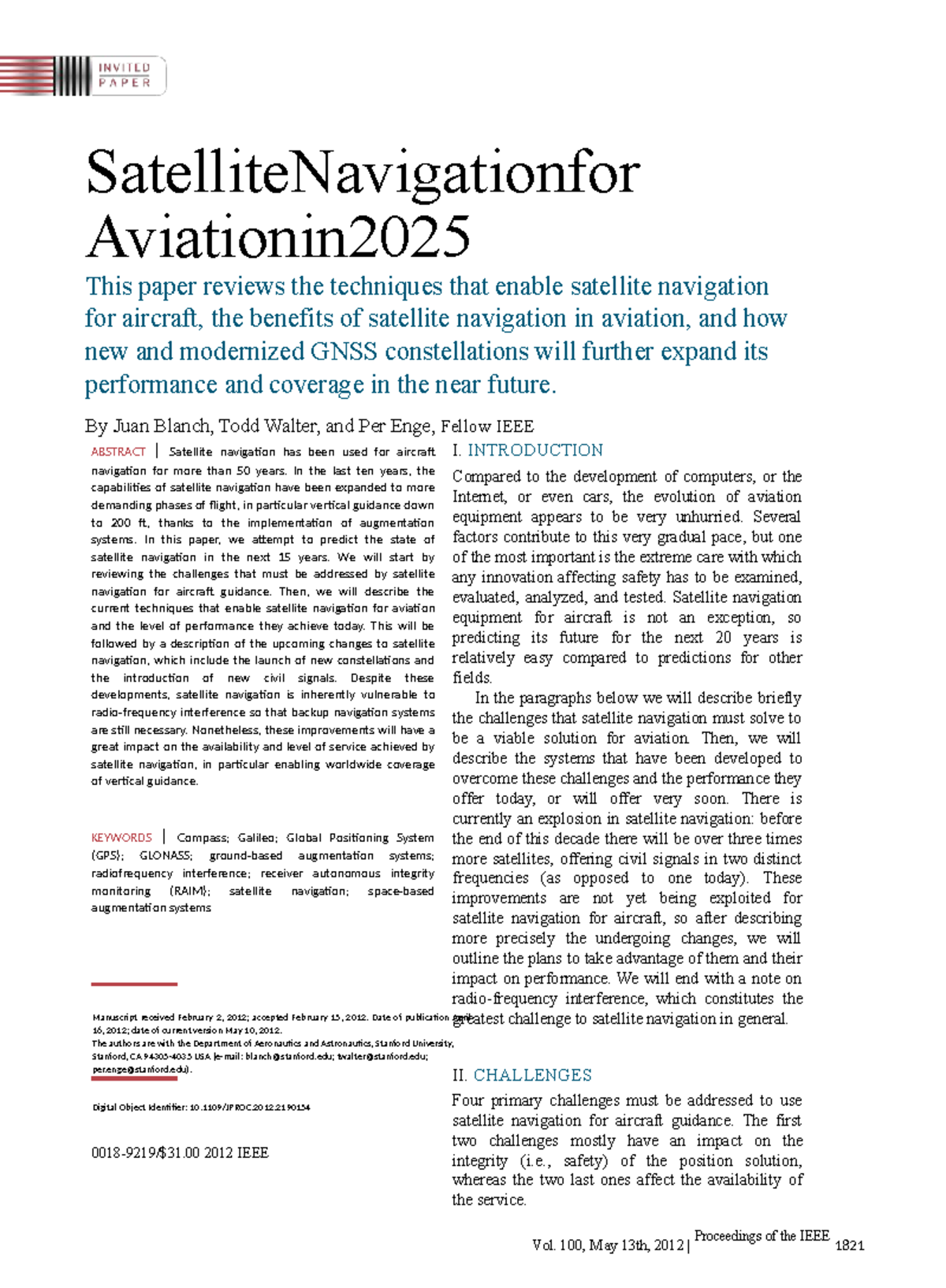 Satellite Navigation for Aviation: Future Trends and Challenges (AER ...