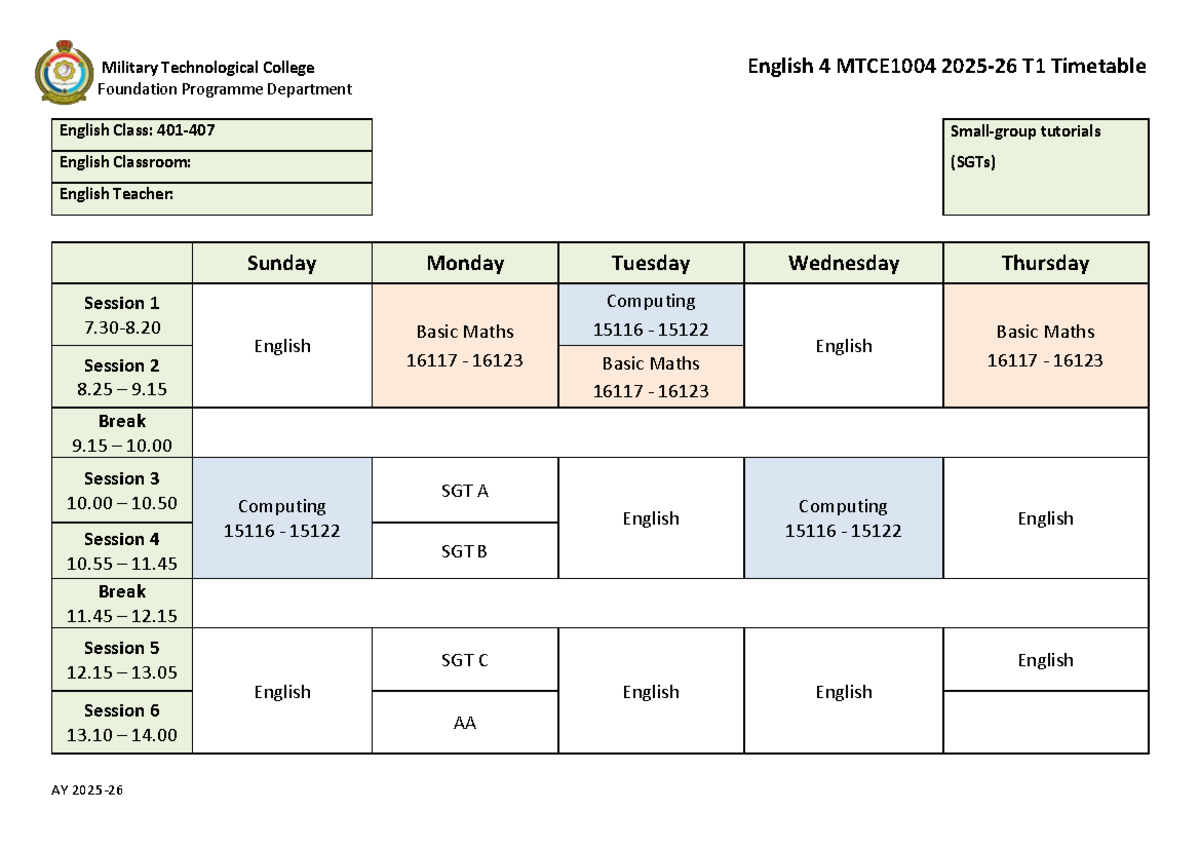 Classes - this - Military Technological College English 4 MTCE 1004 ...