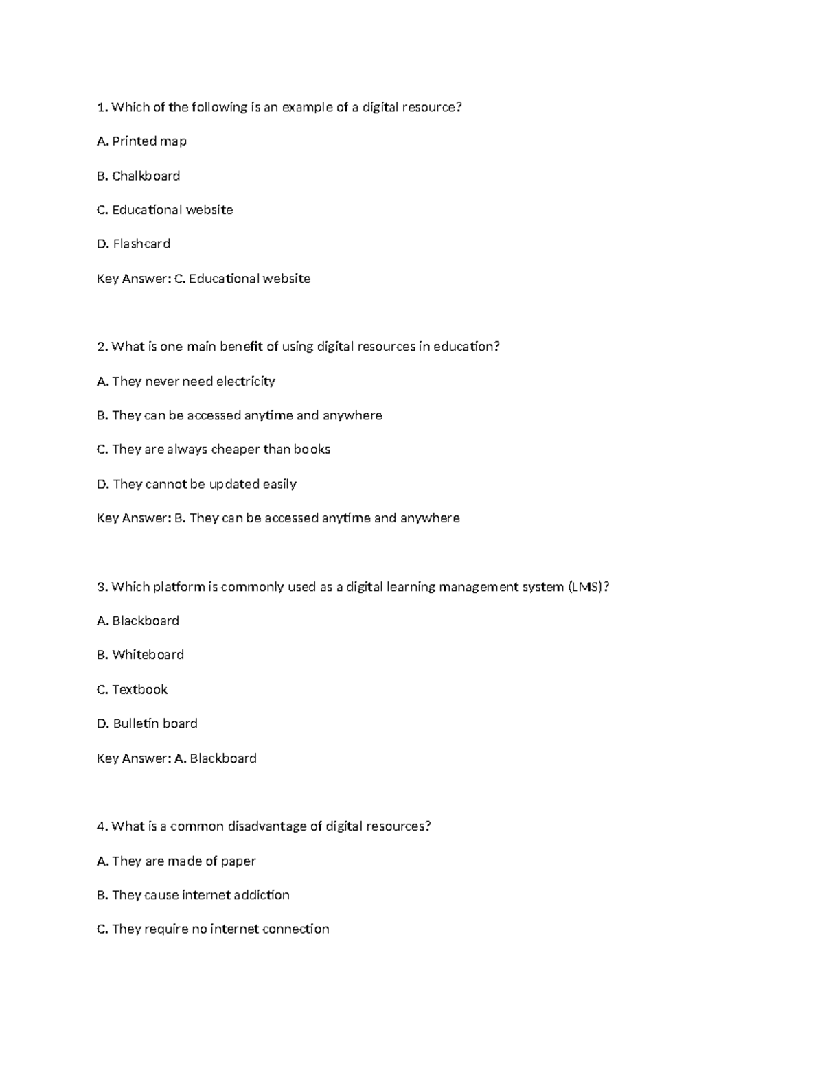 5 Questions on Digital Resources in Education - Studocu
