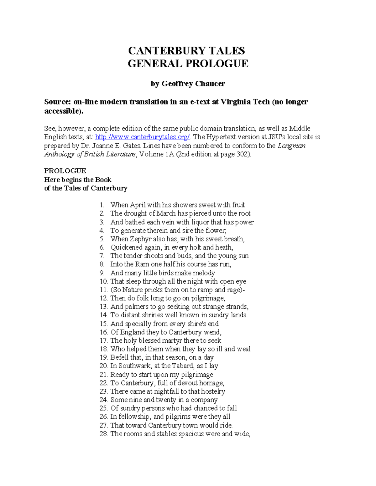 Canterbury Tales: General Prologue Analysis and Overview - Studocu