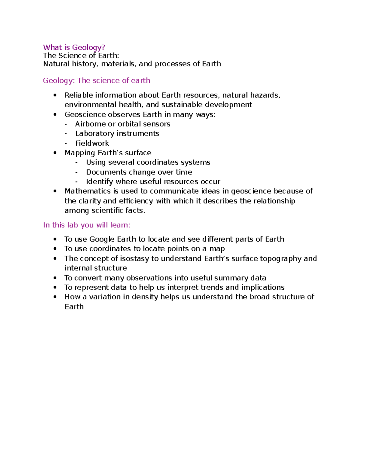 Geology 1:25:24 - Introductory Notes on Earth Science Concepts - Studocu