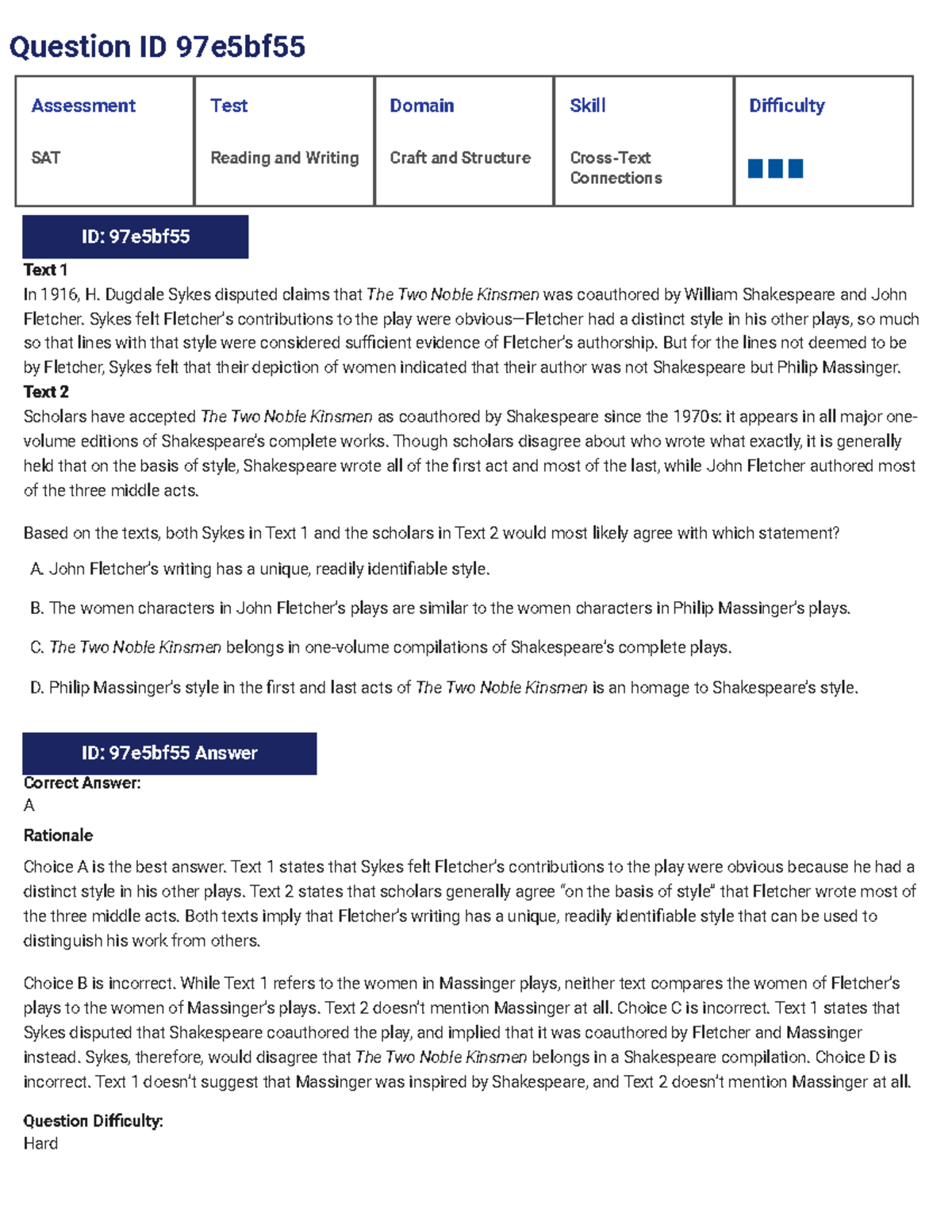 SAT Reading and Writing Craft and Structure Connections Assessment Test ...