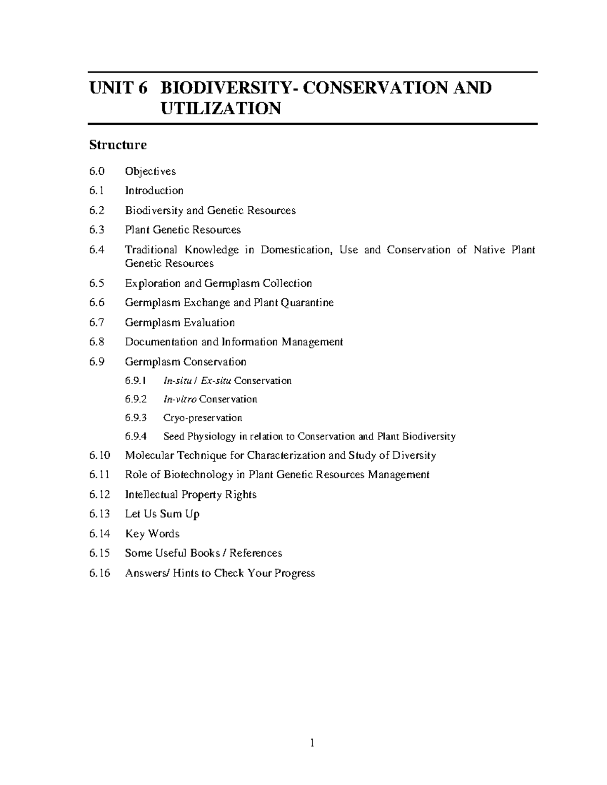 Unit 6 - Biodiversity Conservation and Utilization: Key Concepts and ...