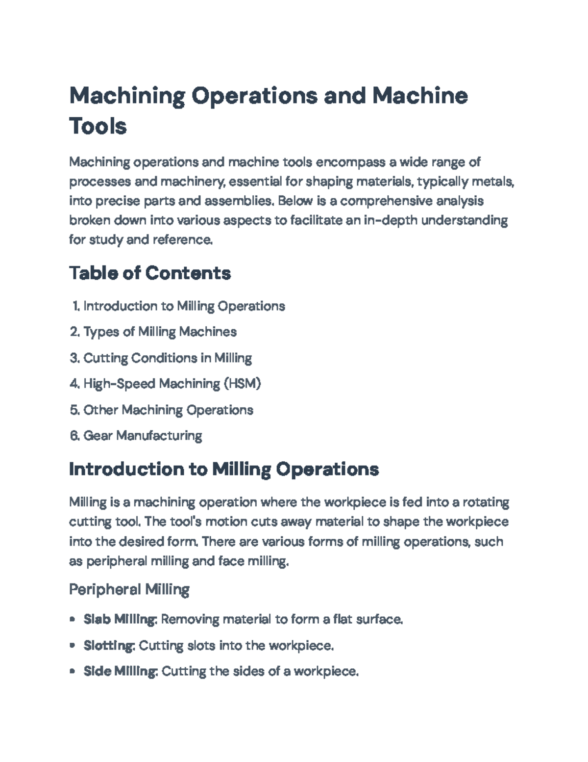 Comprehensive Machining Operations and Machine Tools Overview - Studocu