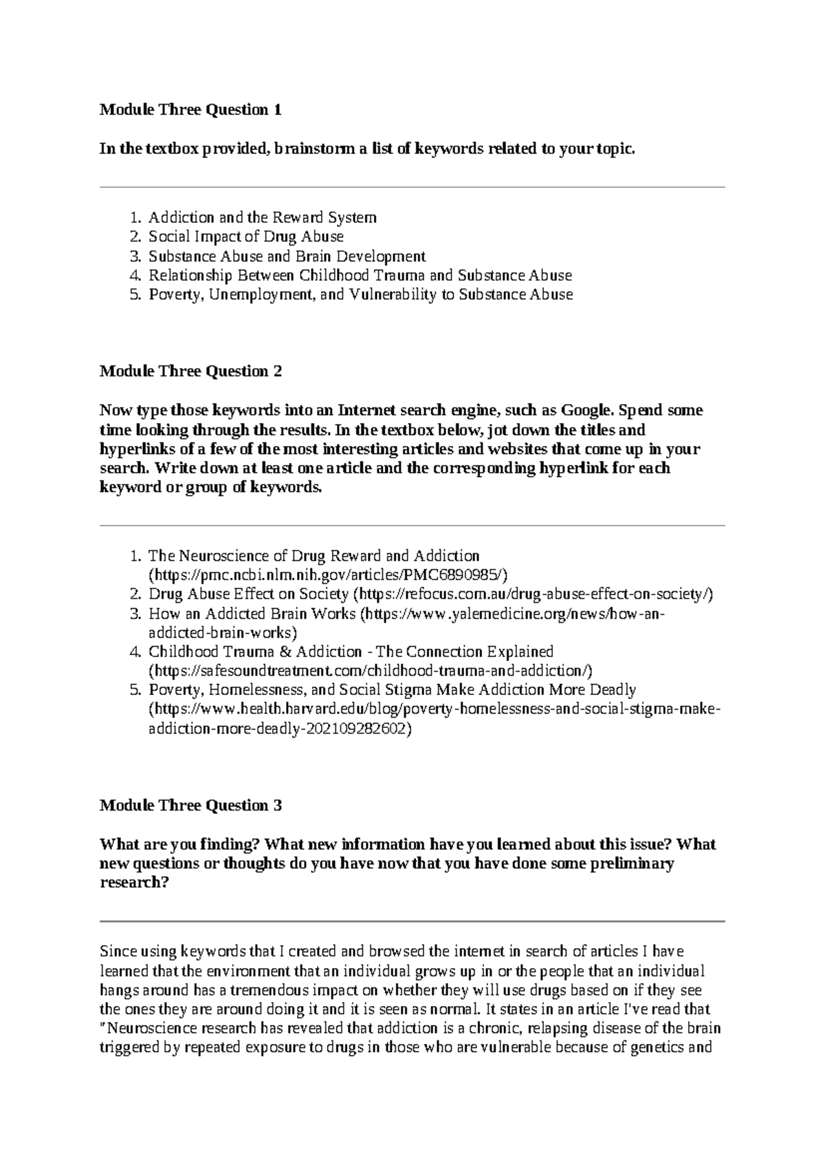 3-1 Module Three Short Responce - Module Three Question 1 In the ...