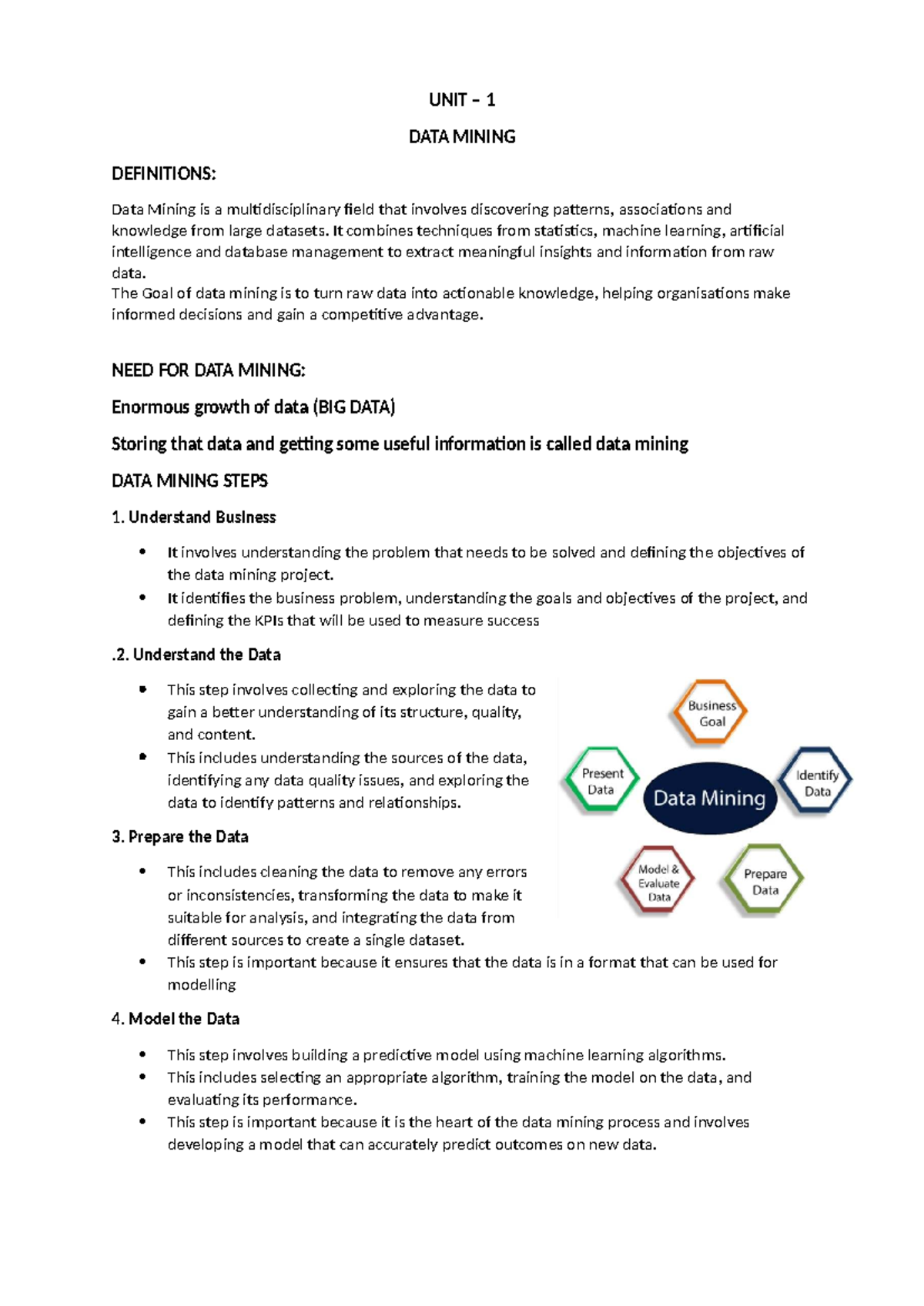 UNIT 1-1: Data Mining Concepts and Techniques Overview - Studocu