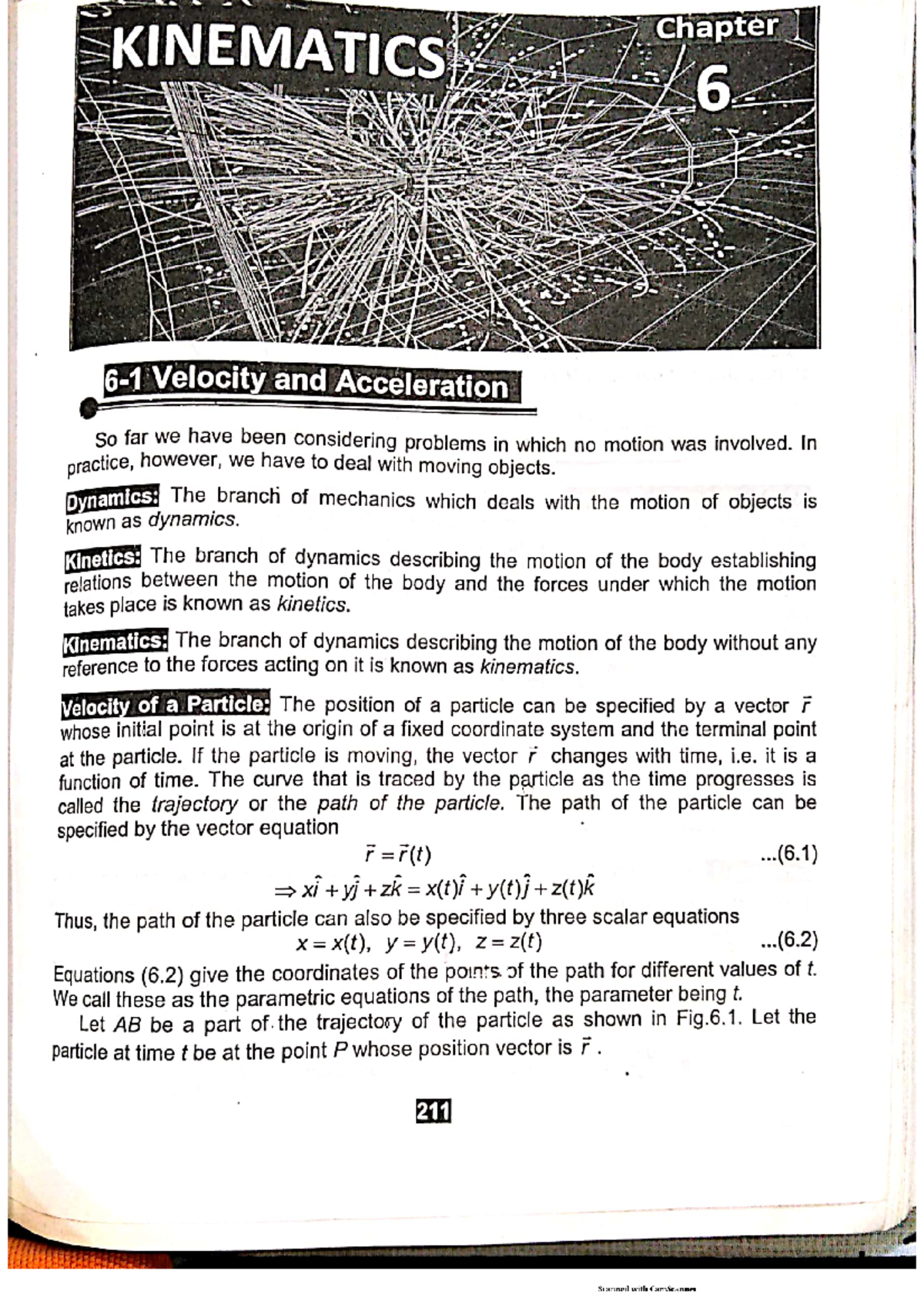 Kinematics Chapter 6: Velocity and Acceleration Lecture Notes - Studocu