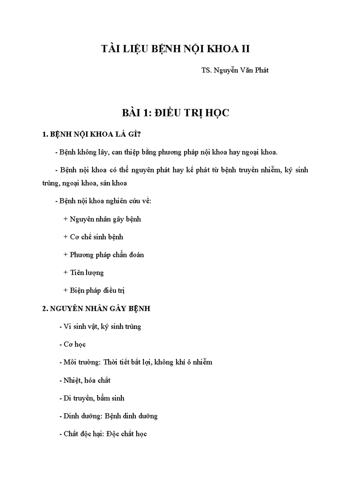 TÀI LIỆU BỆNH NỘI KHOA II - ĐIỀU TRỊ HỌC VÀ CHẨN ĐOÁN - Document Preview