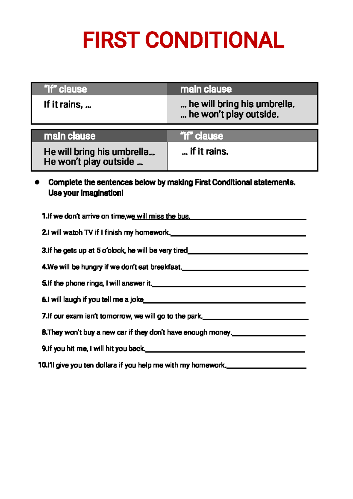 1756744714 First Conditional Statements - STS Practice - Studocu