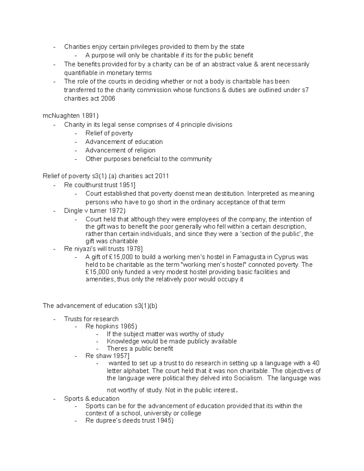 Charitable Status: Analysis of Public Benefit and Legal Framework - Studocu