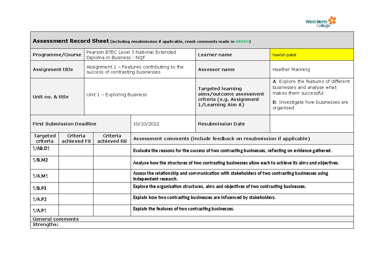 Unit 12-P4 - Assignment 2: Contract Formats and Legal Principles - Studocu