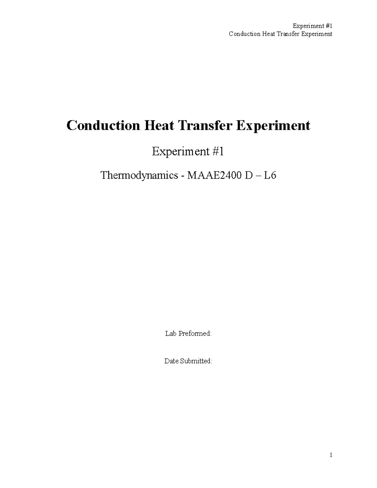 MAAE2400 Lab 6: Heat Transfer Experiment on Conduction - Studocu