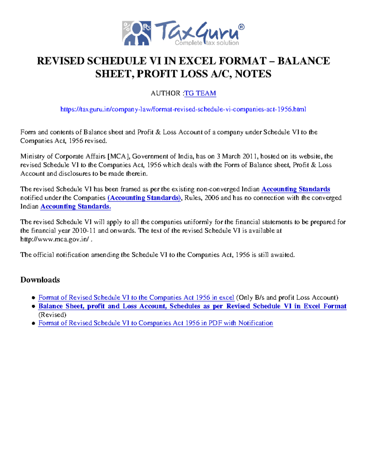 C, Revised Schedule VI Format – Balance Sheet & P&L A/C Notes - Studocu