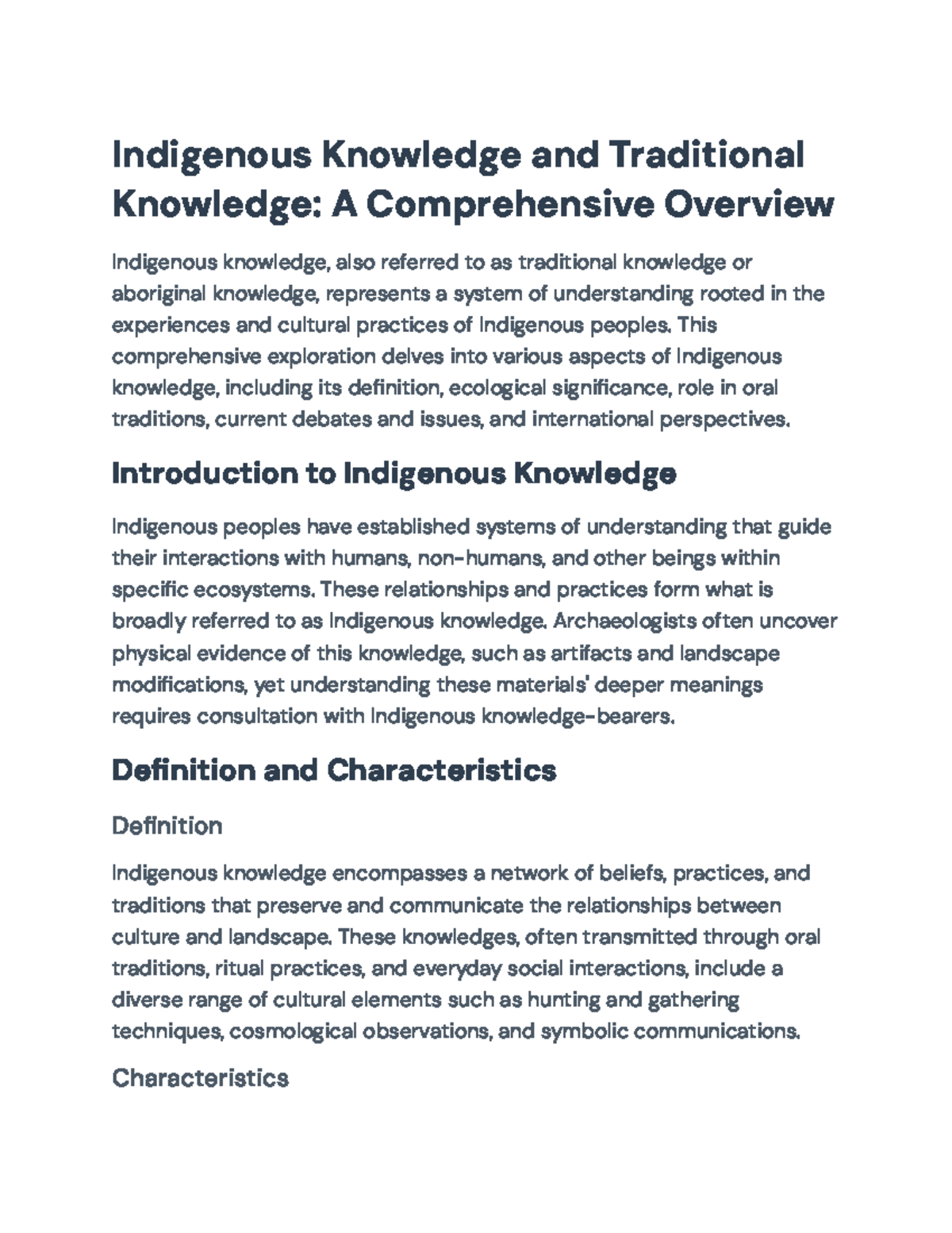 Indigenous Knowledge and Traditional Wisdom: A Comprehensive Overview ...