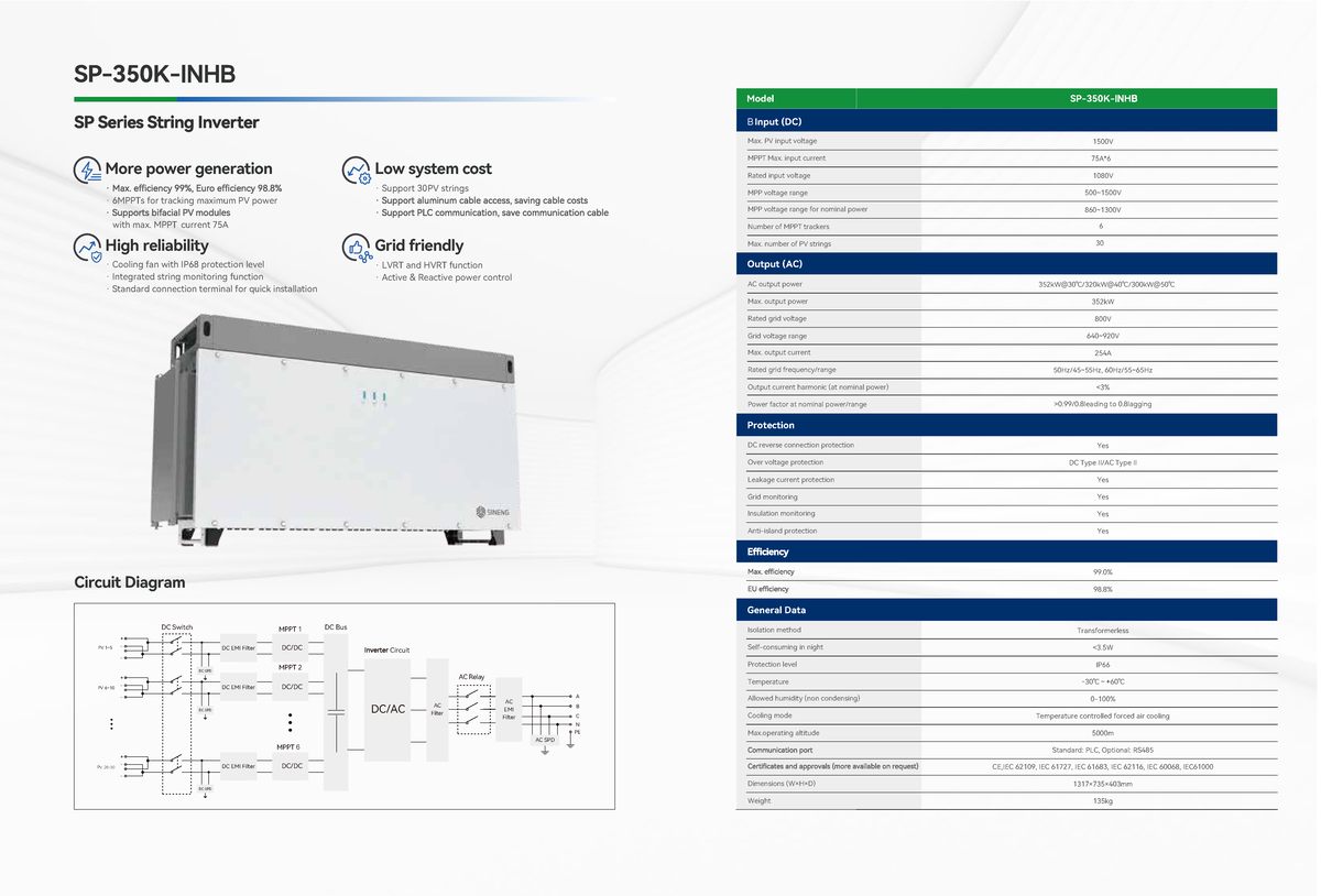 SP-350K-INHB Datasheet: 350kW PV Inverter Specs & Features - Studocu