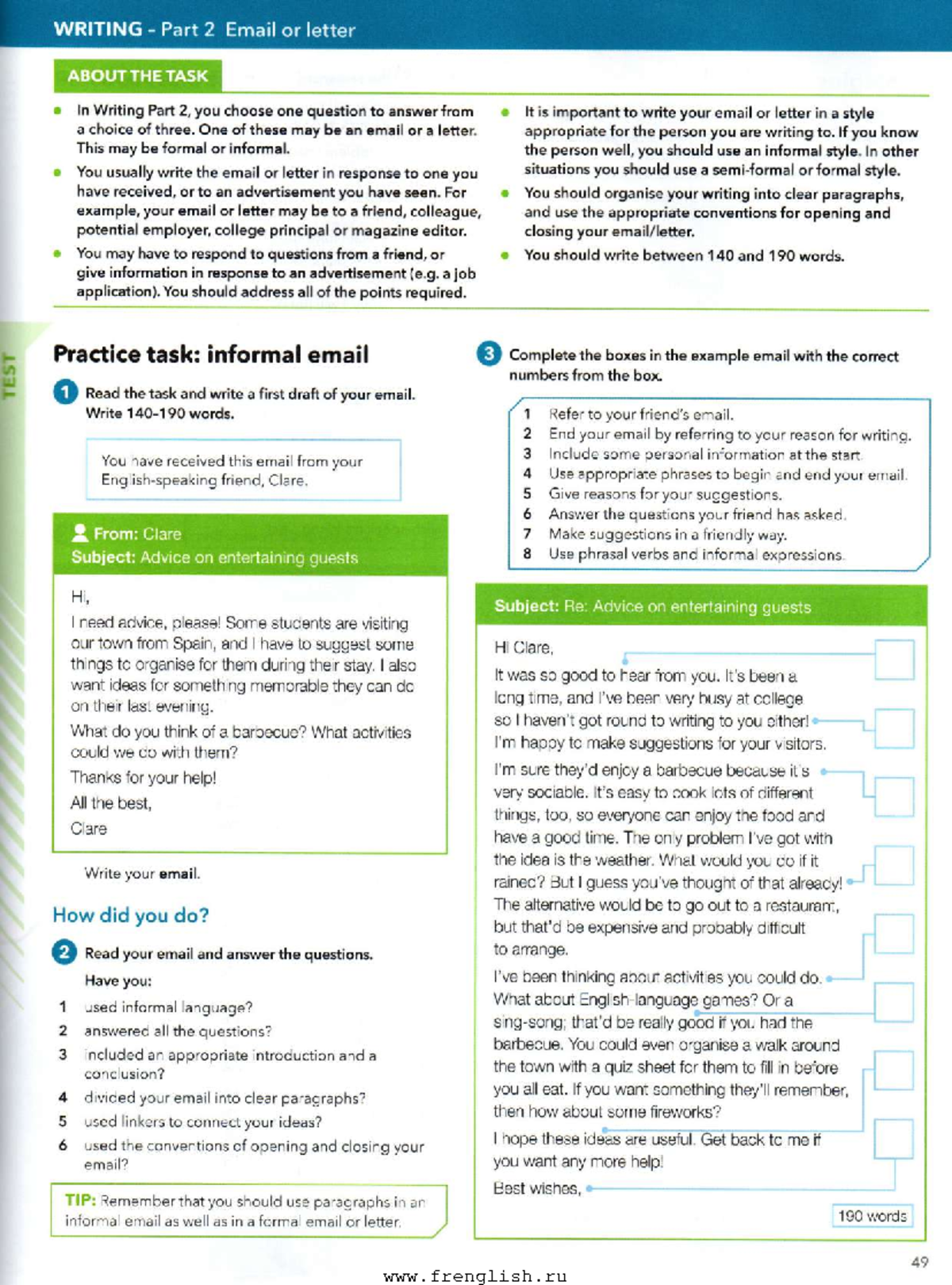 WRITING Part 2: Email or Letter (Formal & Informal) - Studocu