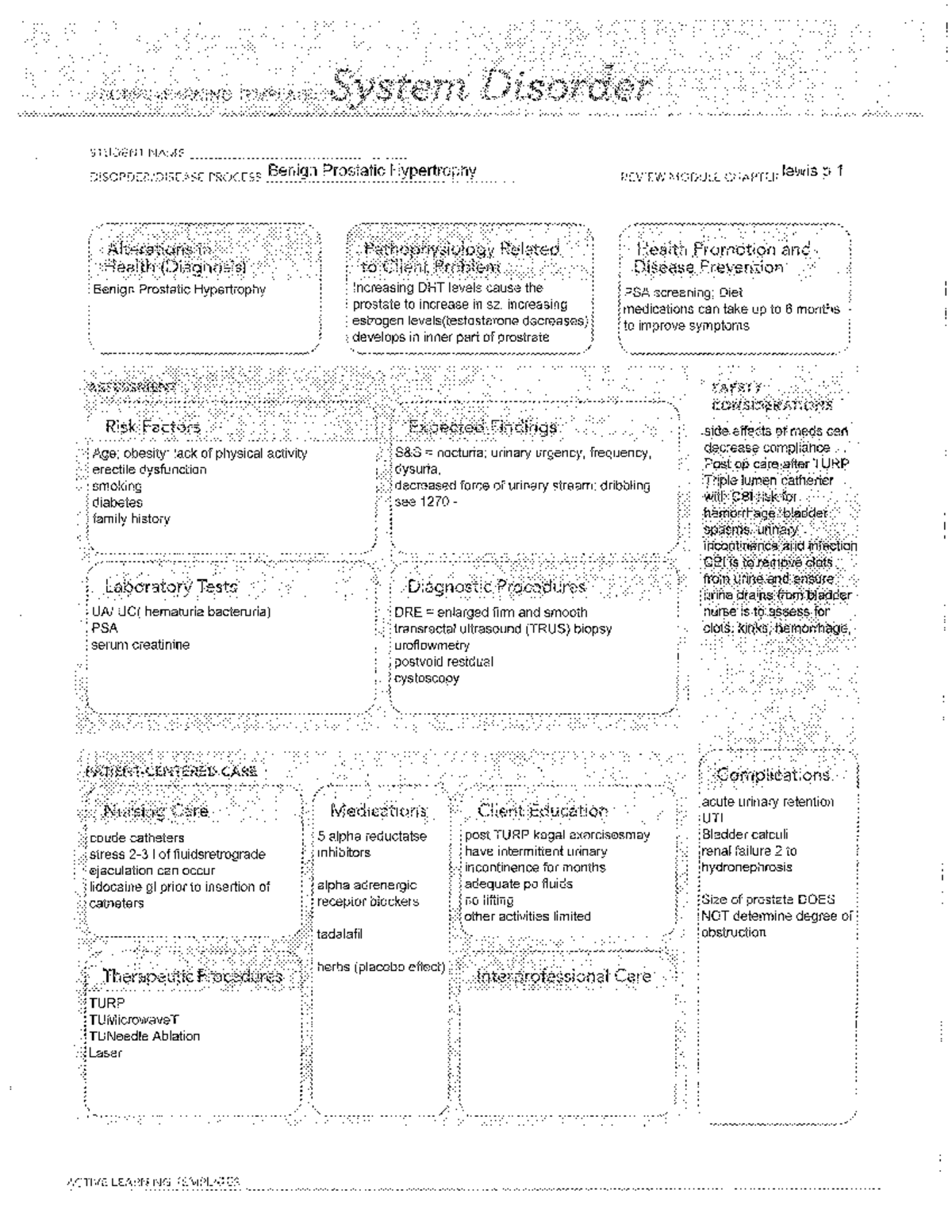 Active Learning Template: System Disorder - Benign Prostatic ...