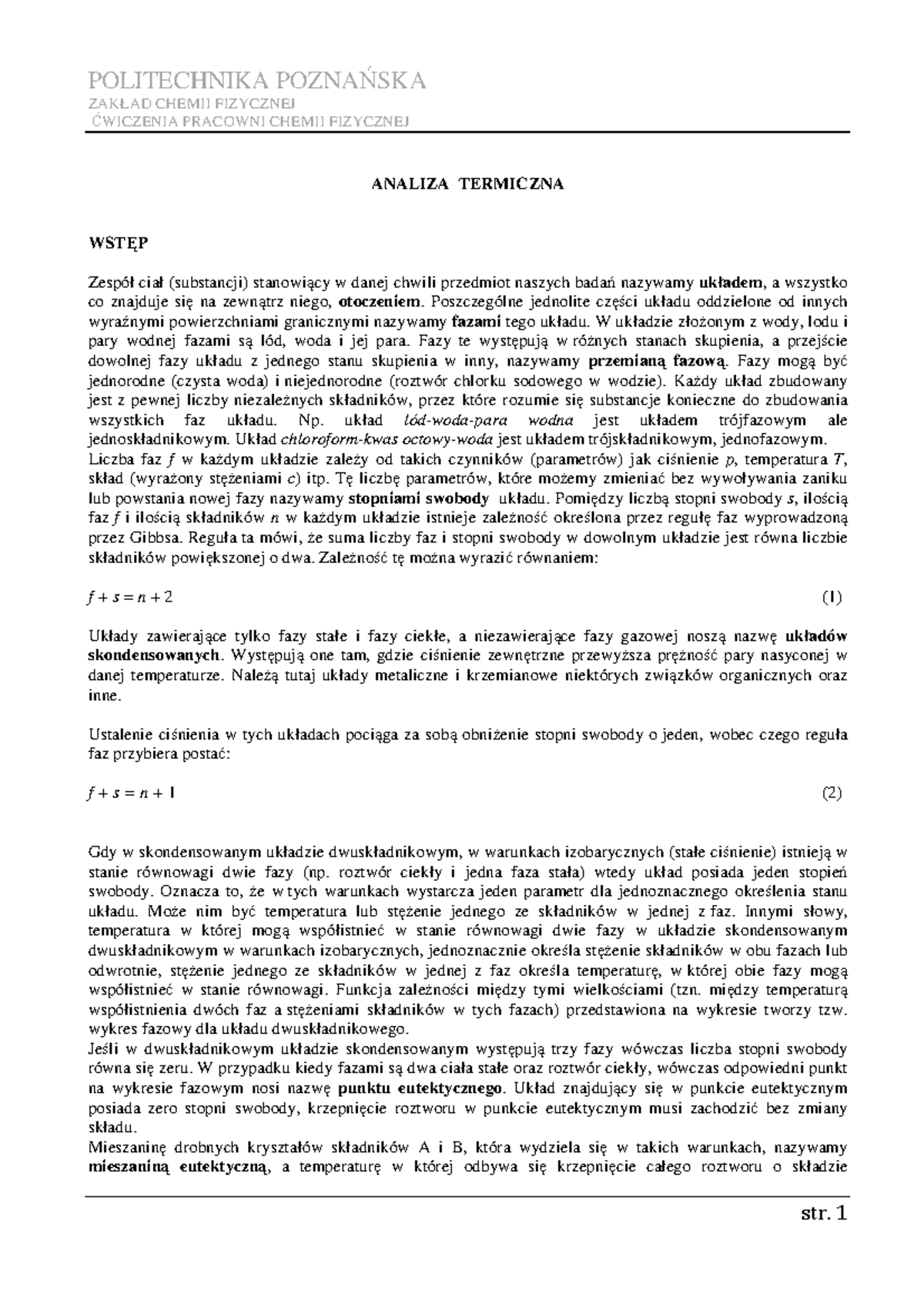 05 analizatermiczna - sadsa - ZAKŁAD CHEMII FIZYCZNEJ WICZENIA PRACOWNI ...