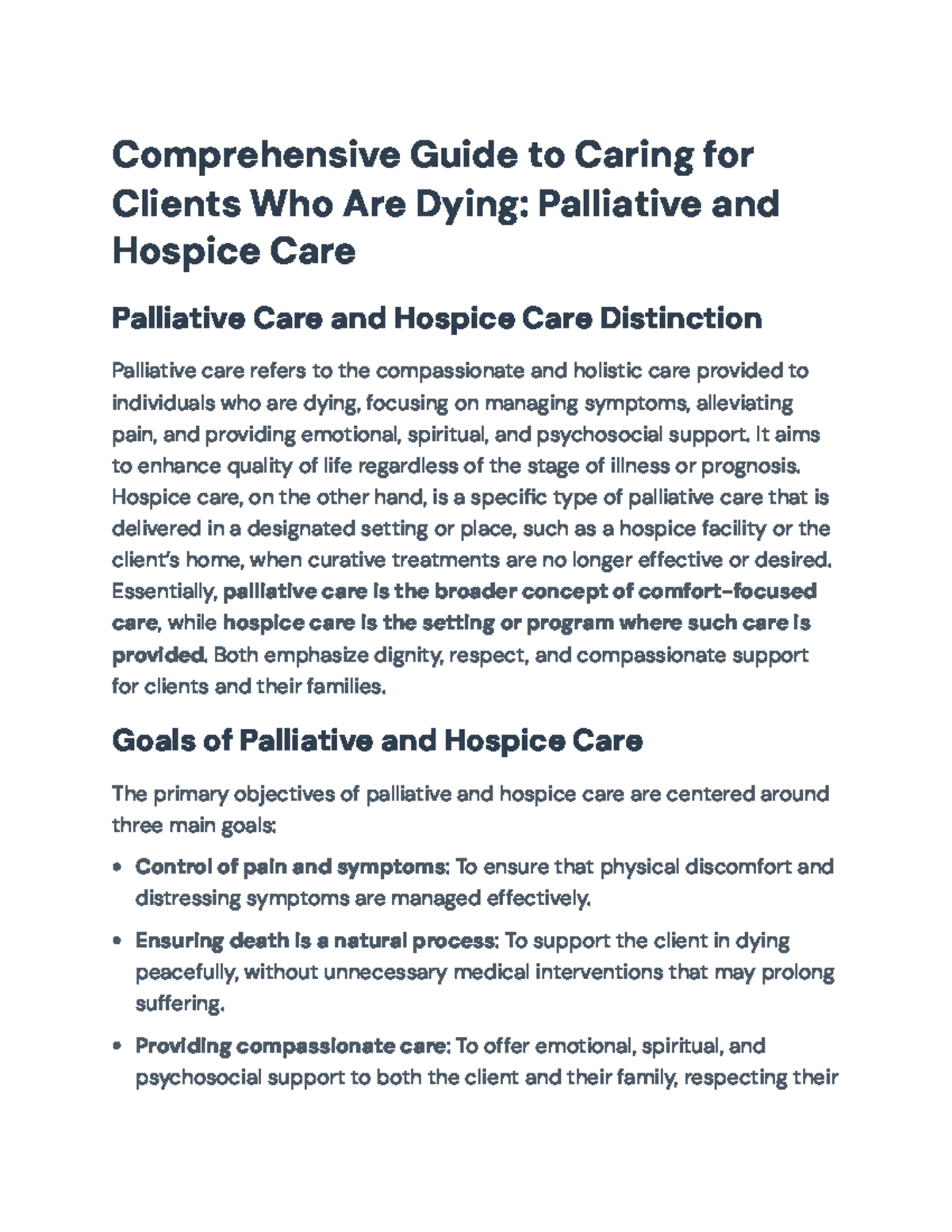 Comprehensive Guide to Palliative & Hospice Care for Dying Clients ...
