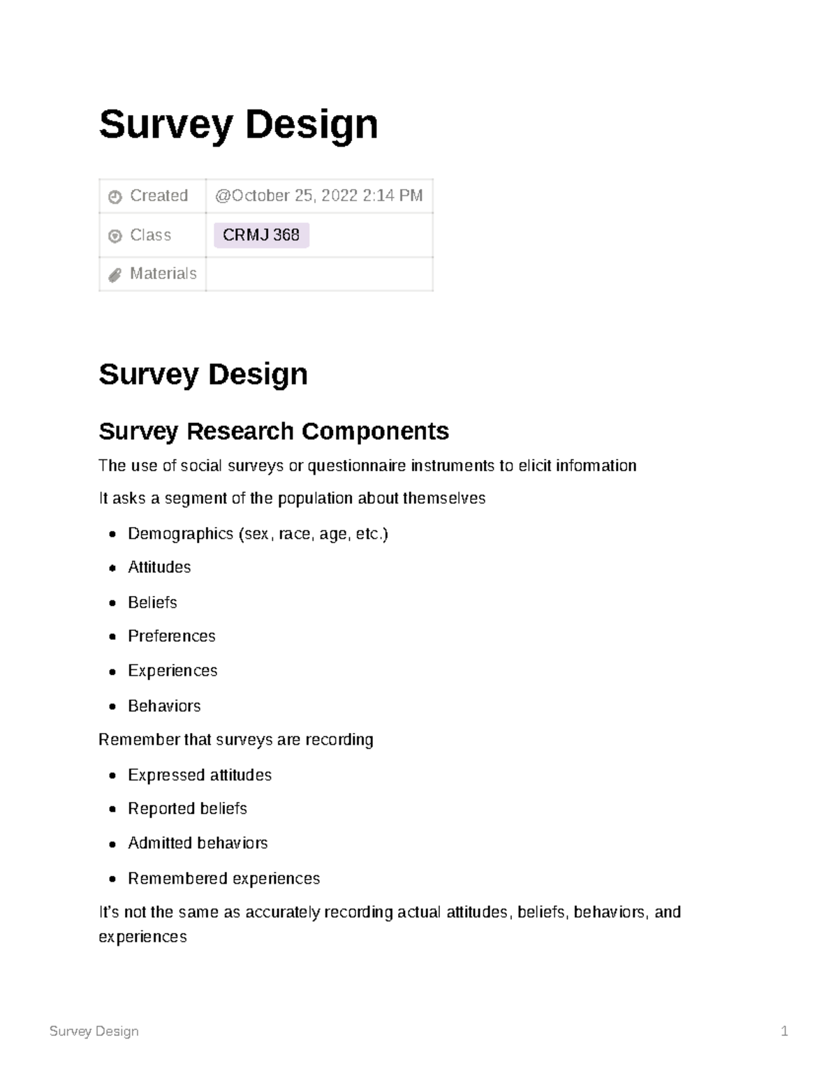 CRMJ 368 Survey Design Guidelines and Best Practices - Studocu