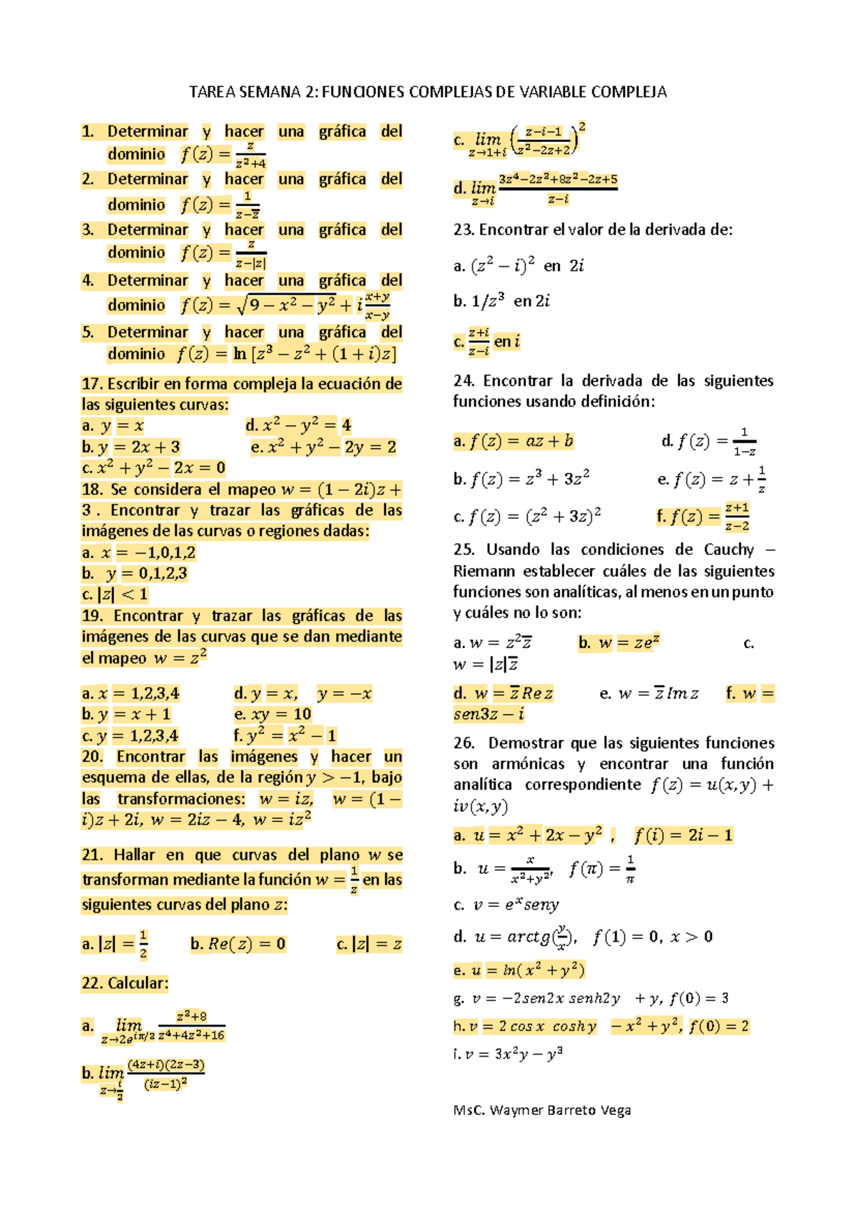 TAREA SEMANA 2: FUNCIONES COMPLEJAS DE VARIABLE COMPLEJA 1 - Studocu