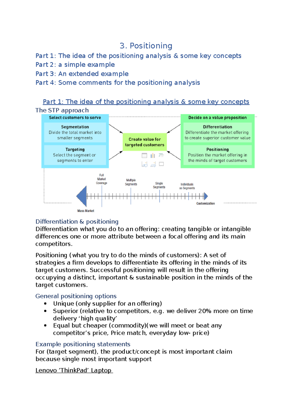 Lecture 3 Positioning - Notes - 3. Positioning Part 1: The idea of the ...