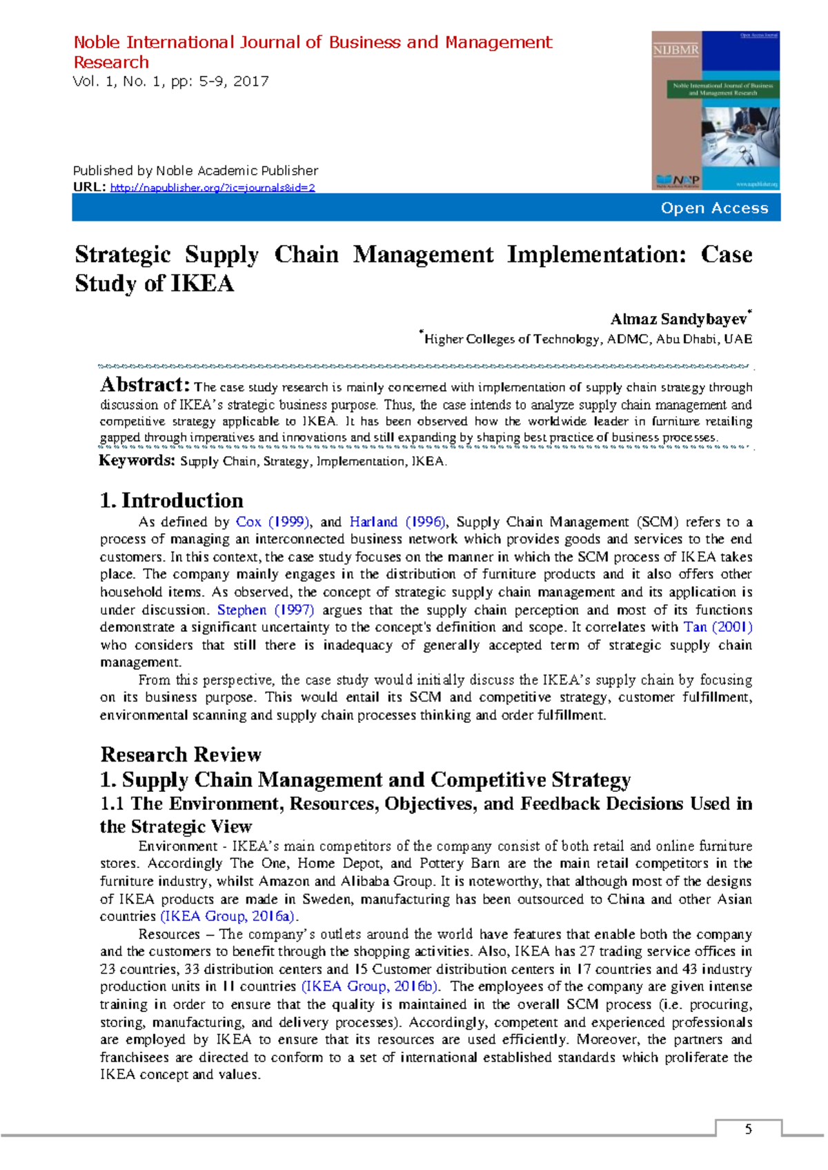 Nijbmr 451: Strategic Supply Chain Management Case Study of IKEA - Studocu