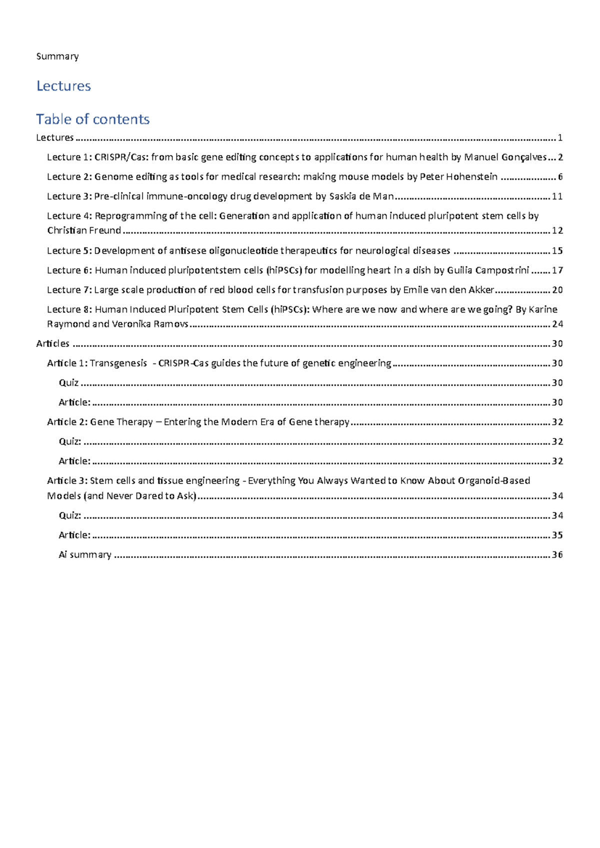 Summary of Medical Biotechnology: Lectures and Articles (Part 2 ...