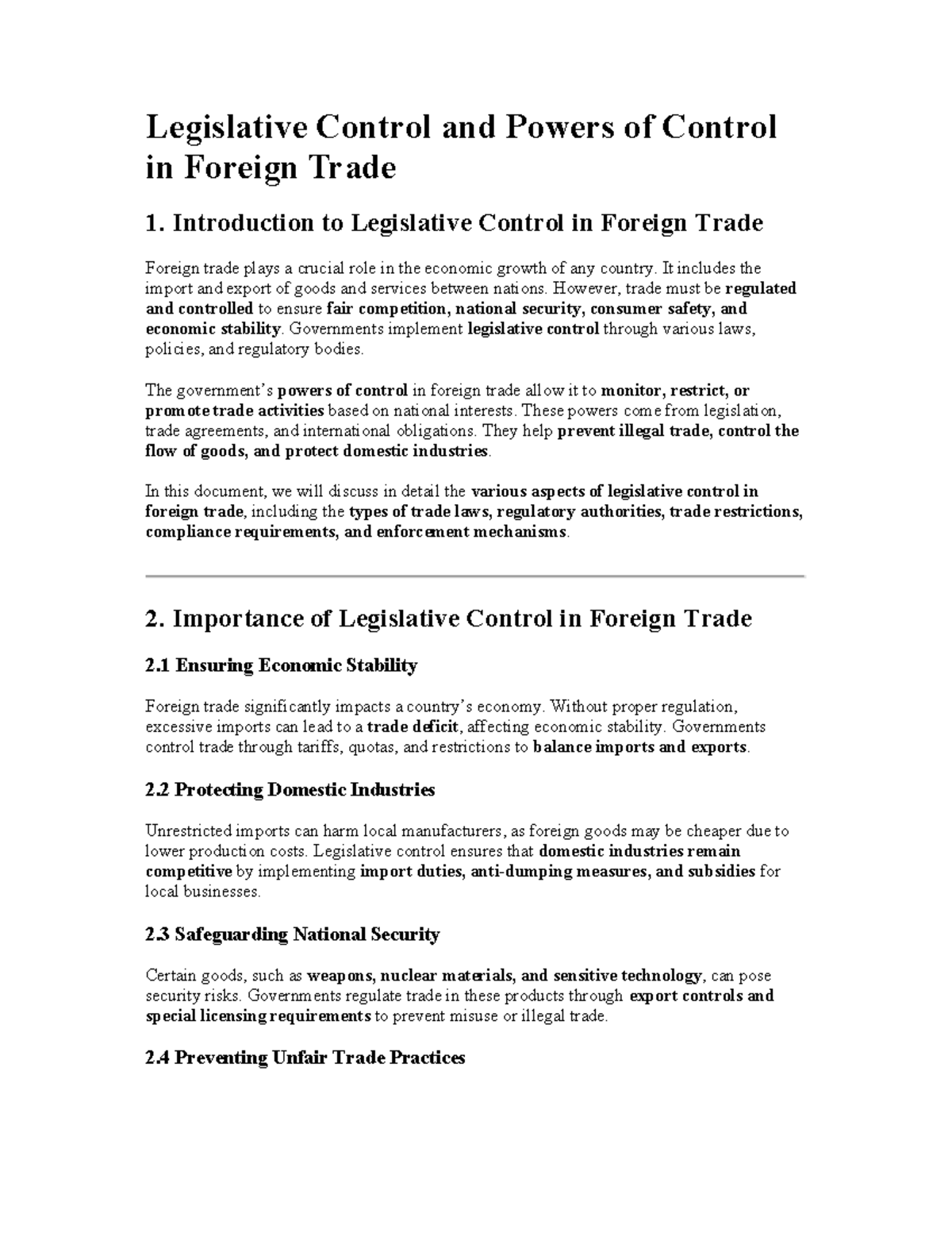 The Role of the Central Government - Legislative Control and Powers of ...