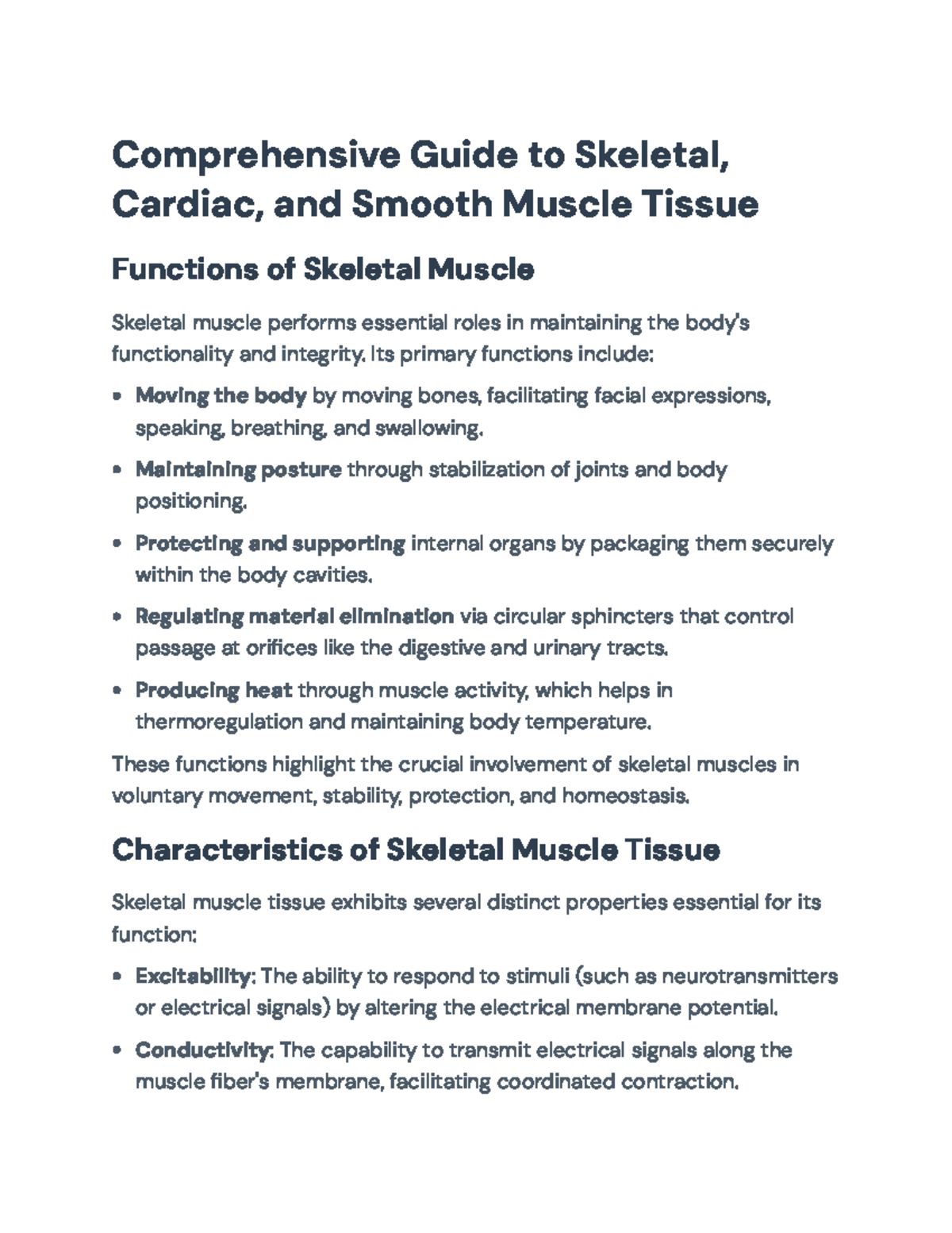 Comprehensive Overview of Skeletal Muscle Structure & Function (BIO 101 ...