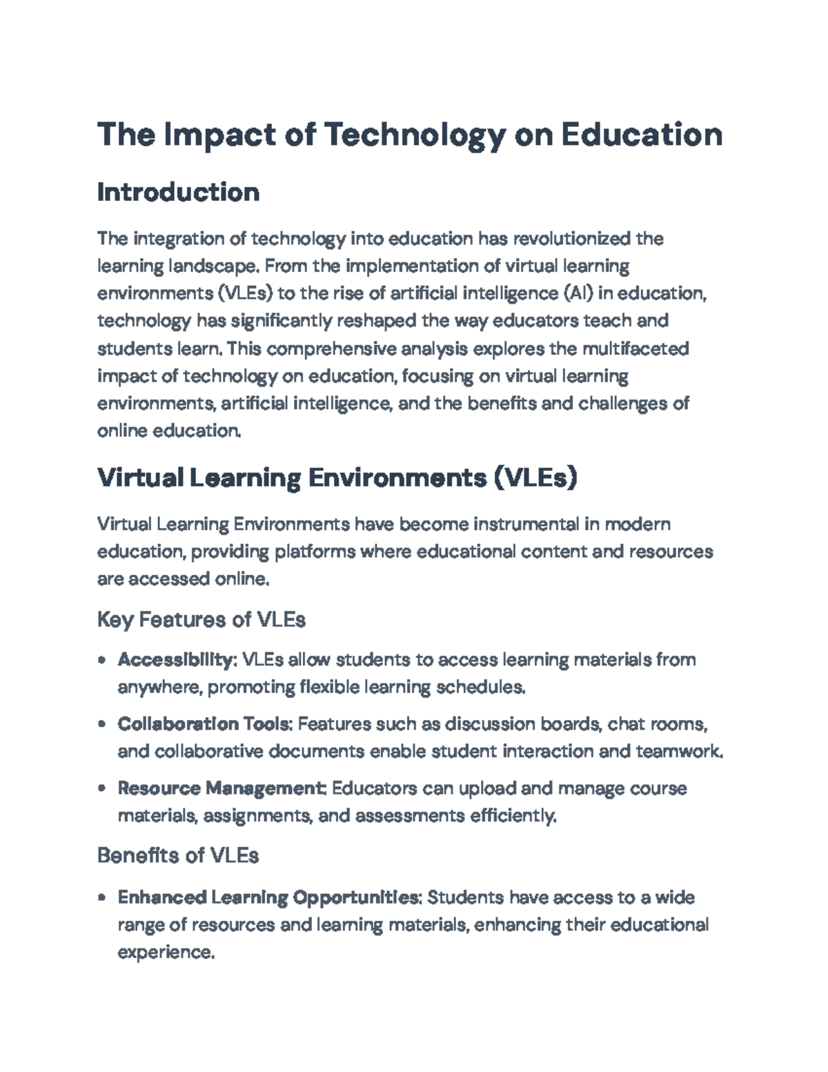 The Impact of Technology on Education: VLEs, AI, & Online Learning ...