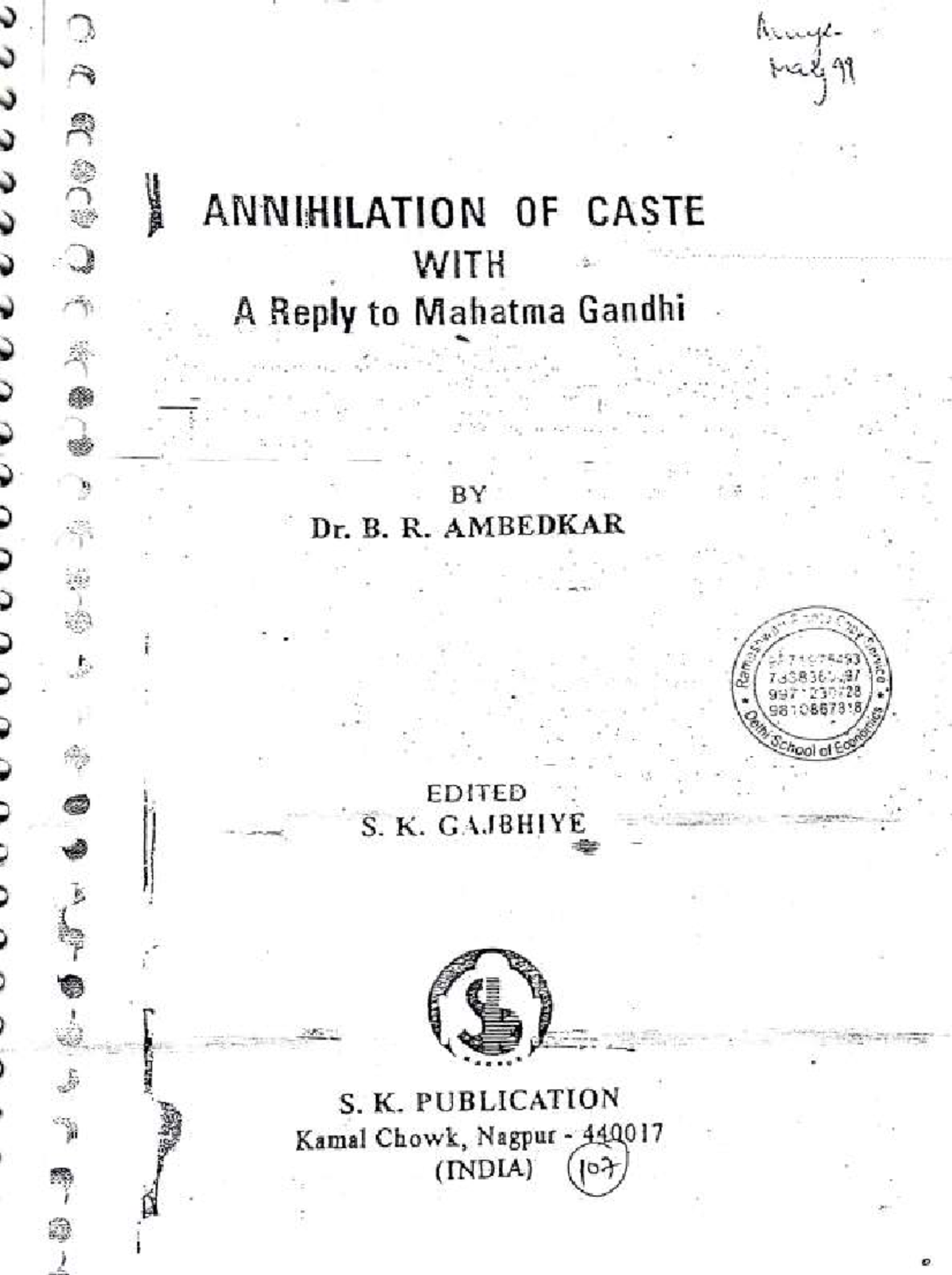 Annihilation of Caste: A Critical Analysis by Dr. B. R. Ambedkar - Studocu