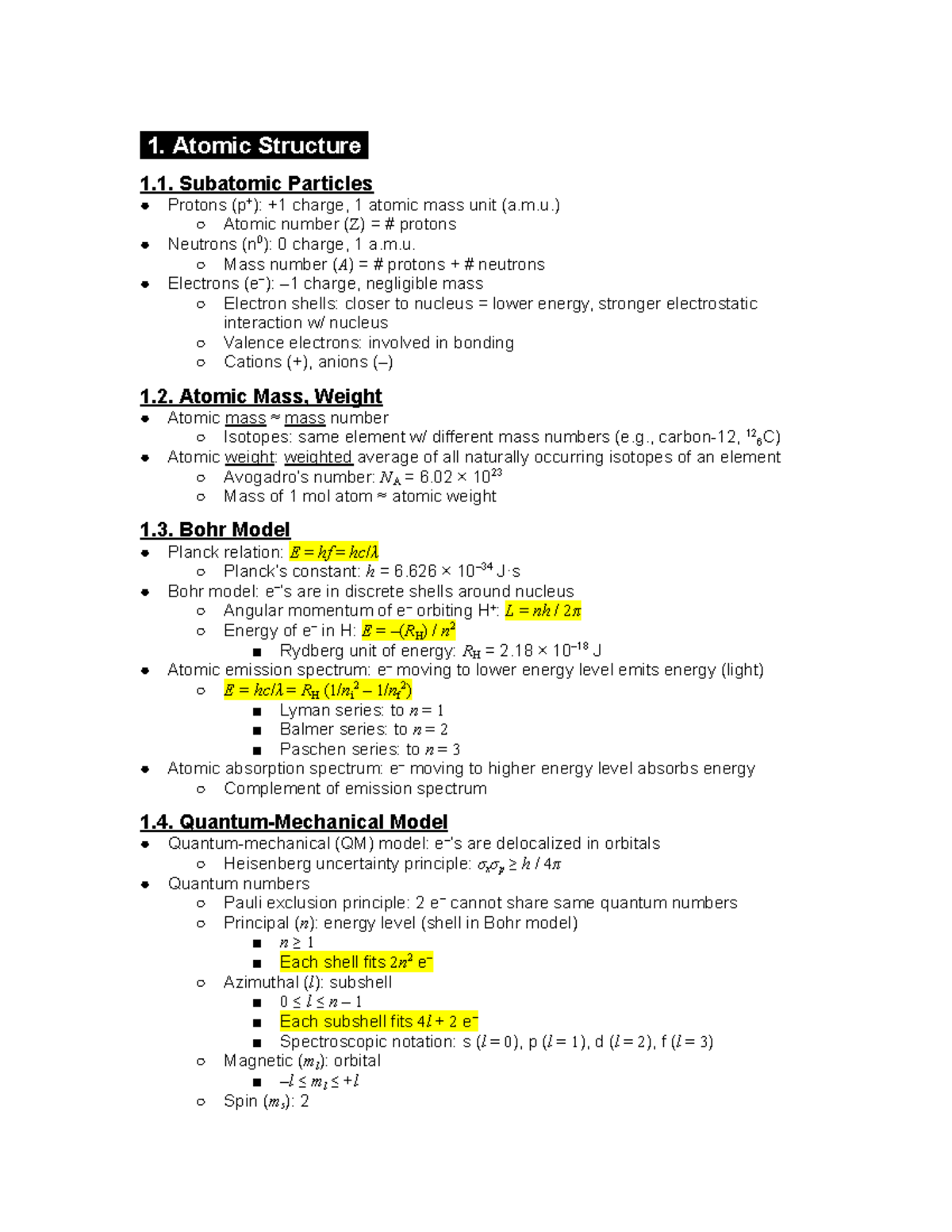 MCAT Chemistry - N/A - 1. Atomic Structure 1. Subatomic Particles ...