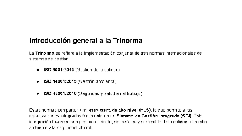 Trinorma: Integración de ISO 9001, 14001 y 45001 en Gestión Empresarial ...