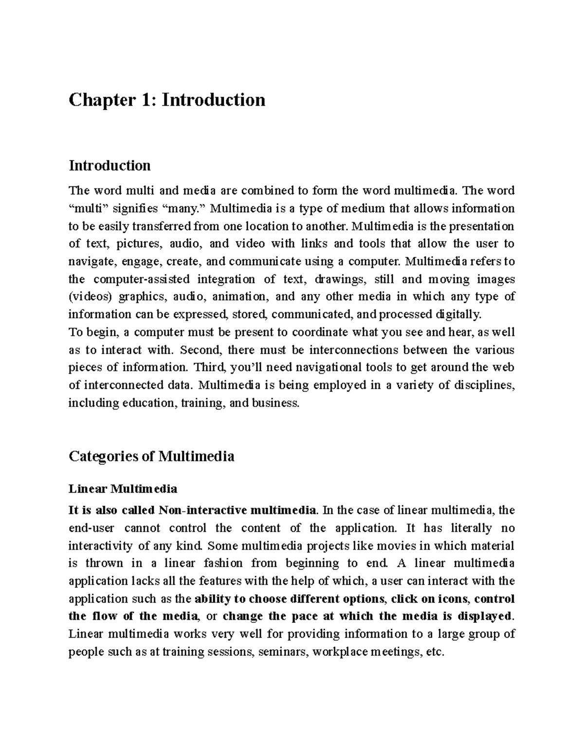 Chapter 1 - Introduction to Multimedia and Its Building Blocks - Studocu