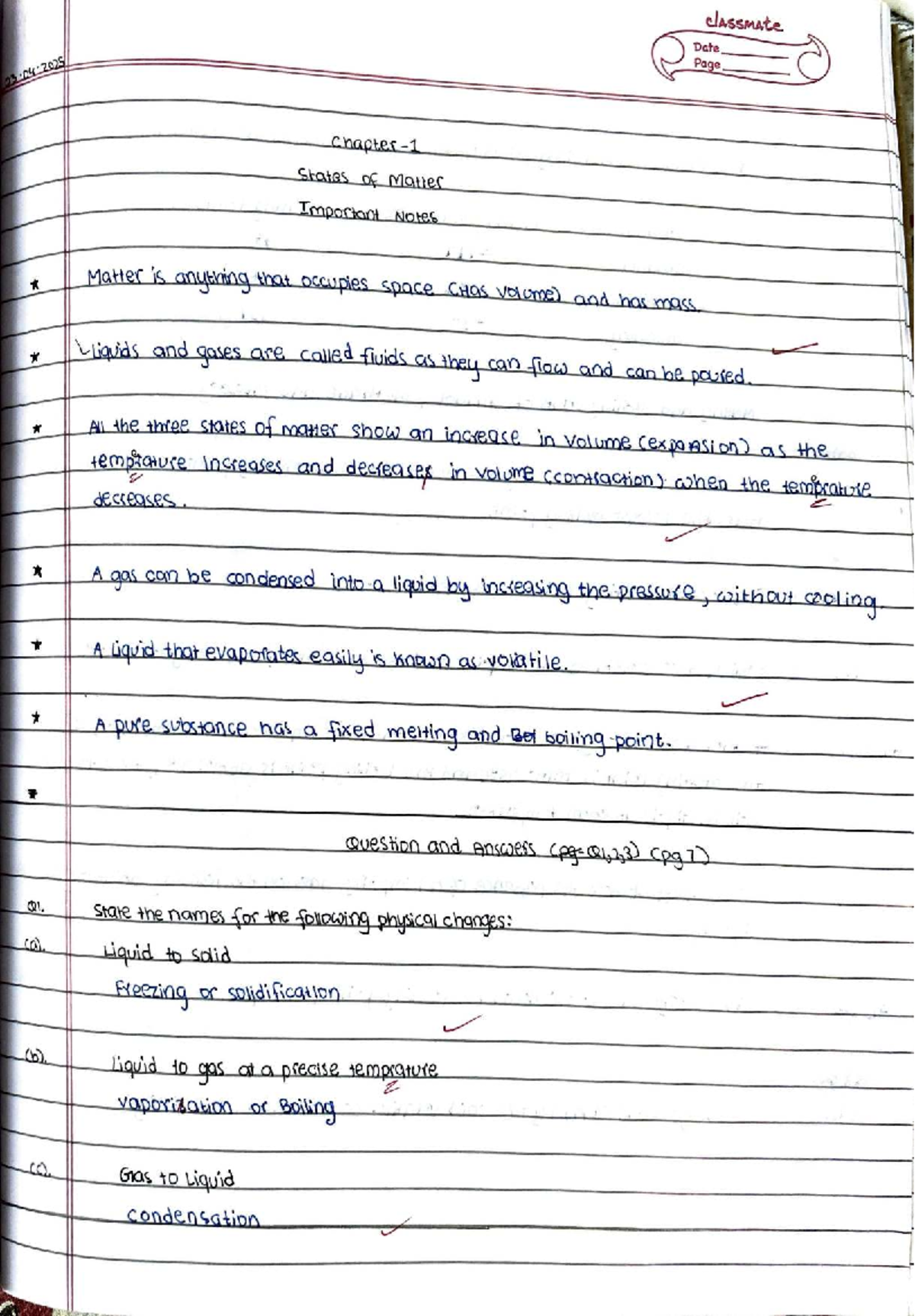 Chemistry 101: Chapter 1 States of Matter - Important Notes & Q&A - Studocu