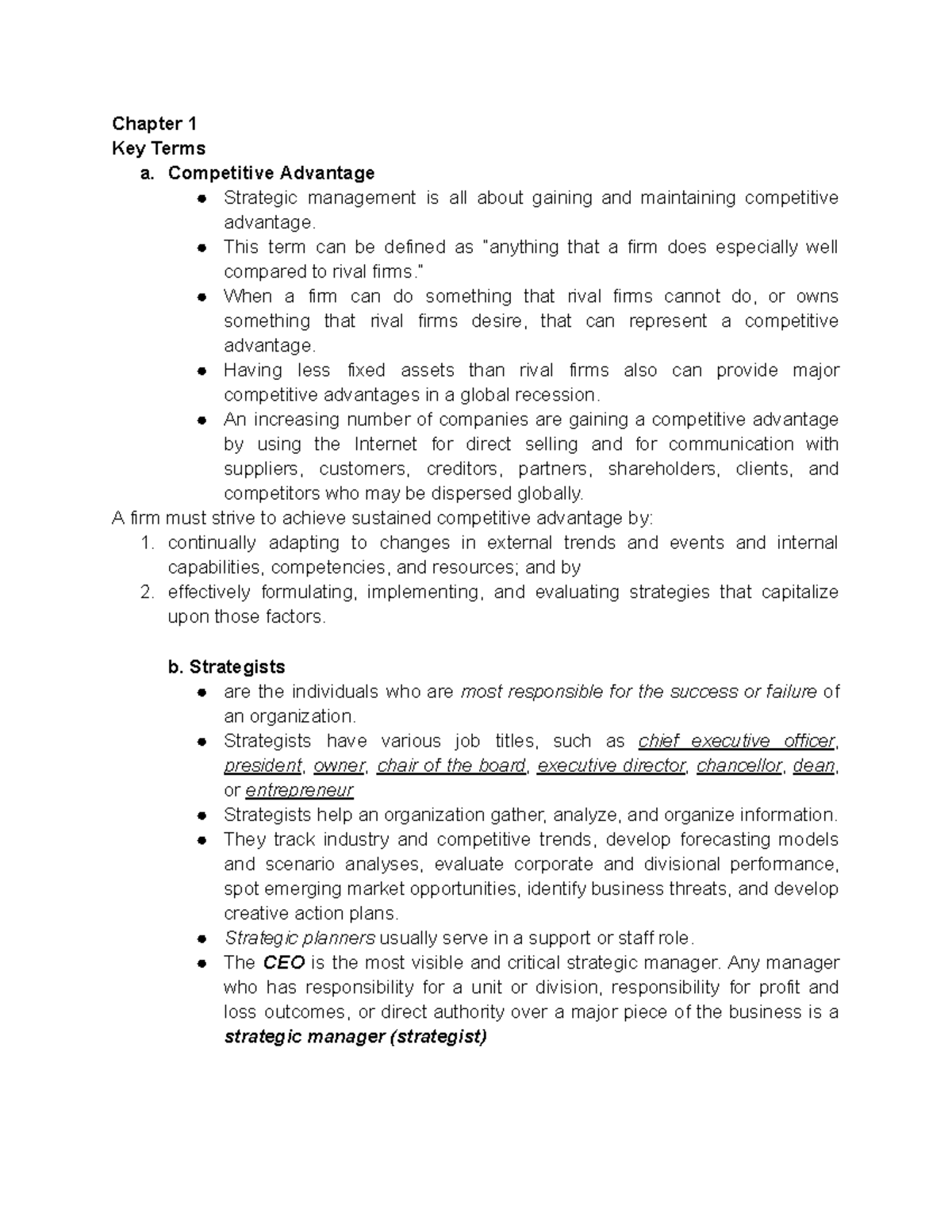 Chapter 1 - MGT108: Understanding Competitive Advantage & Strategic ...