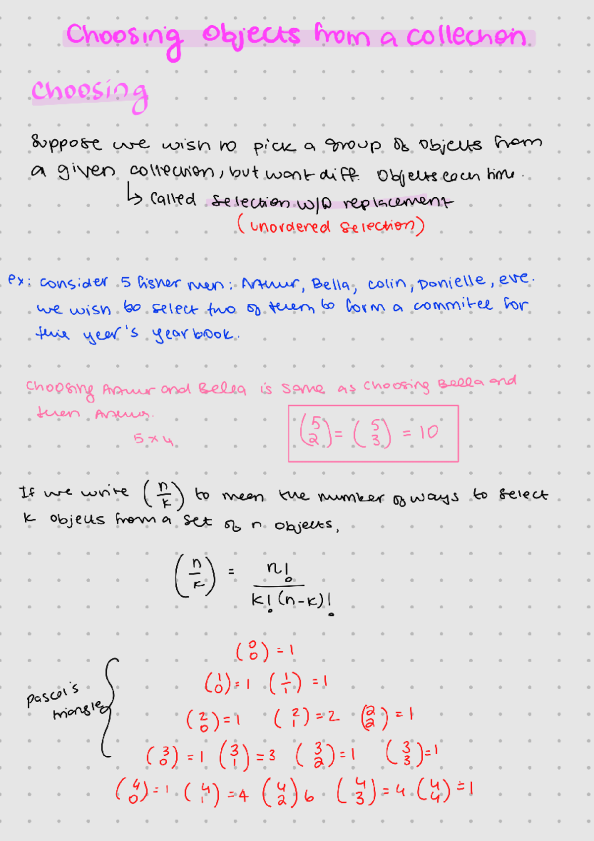 Choosing Objects from a Collection: Combinatorial Selection Methods ...