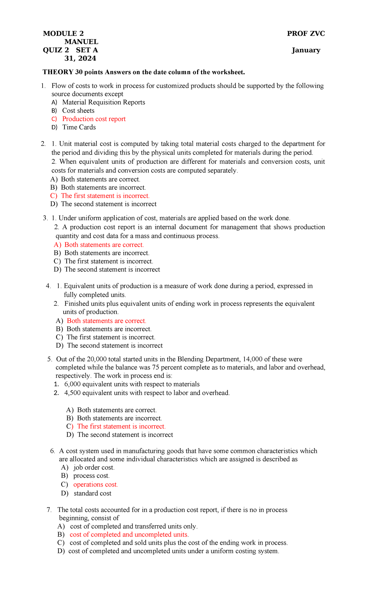 2024 ACC 101 MODULE 2 QUIZ 2 SET A THEORIES NOTES - Studocu