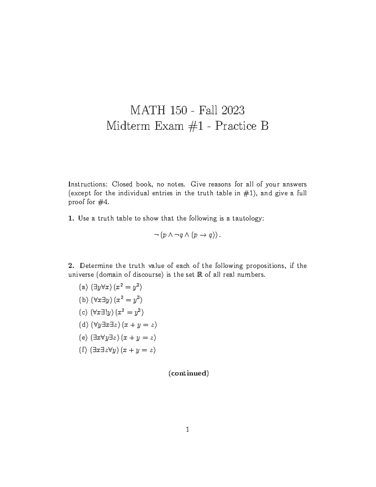 MATH 150 - Fall 2023 Midterm Exam #1 Practice B Guide - Studocu