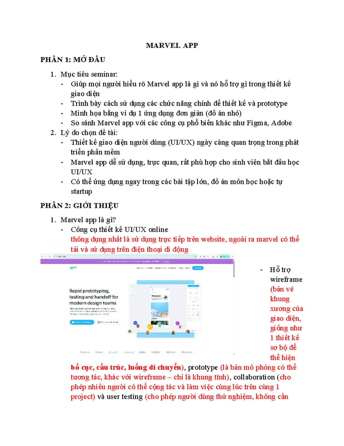 Marvel App Seminar: Hướng Dẫn Thiết Kế Giao Diện và Prototype - Studocu