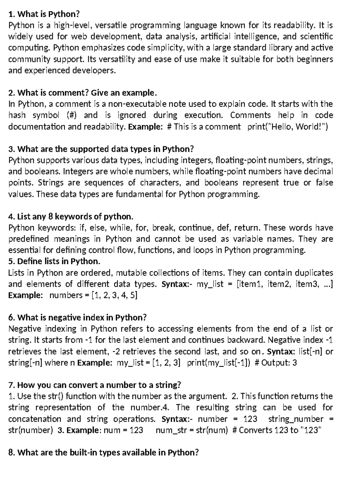 Py Notes v1 - 1 are the different loop control statements available in ...