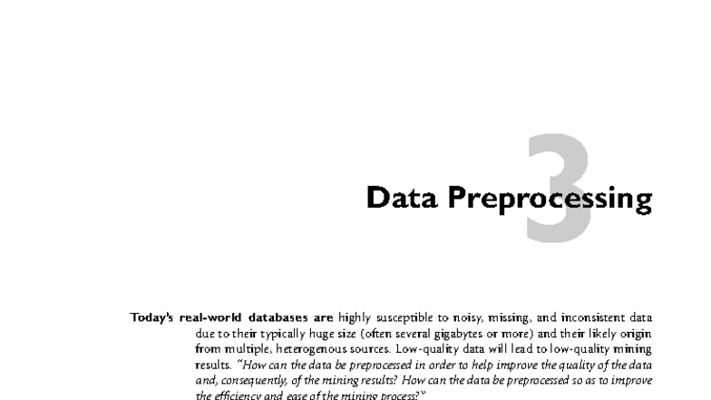 Data Preprocessing Techniques for Improved Data Quality in DBMS - Studocu