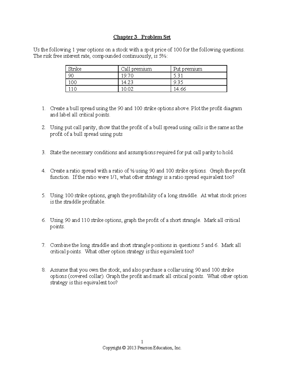 Chapter 3 Problem Set: Options & Profit Strategies Analysis - Studocu