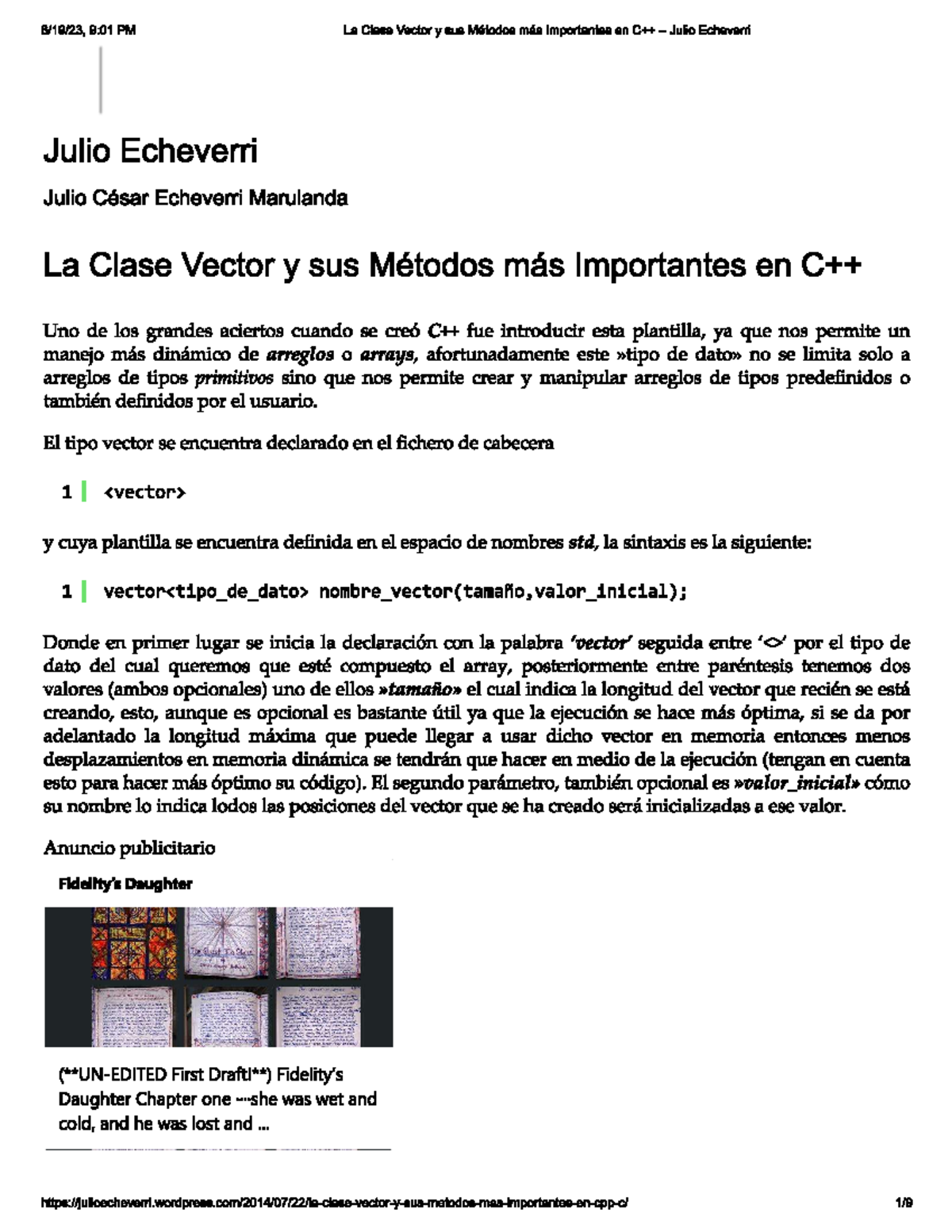 Clase de Vectores en C++: Teoría y Ejemplos Prácticos - Studocu