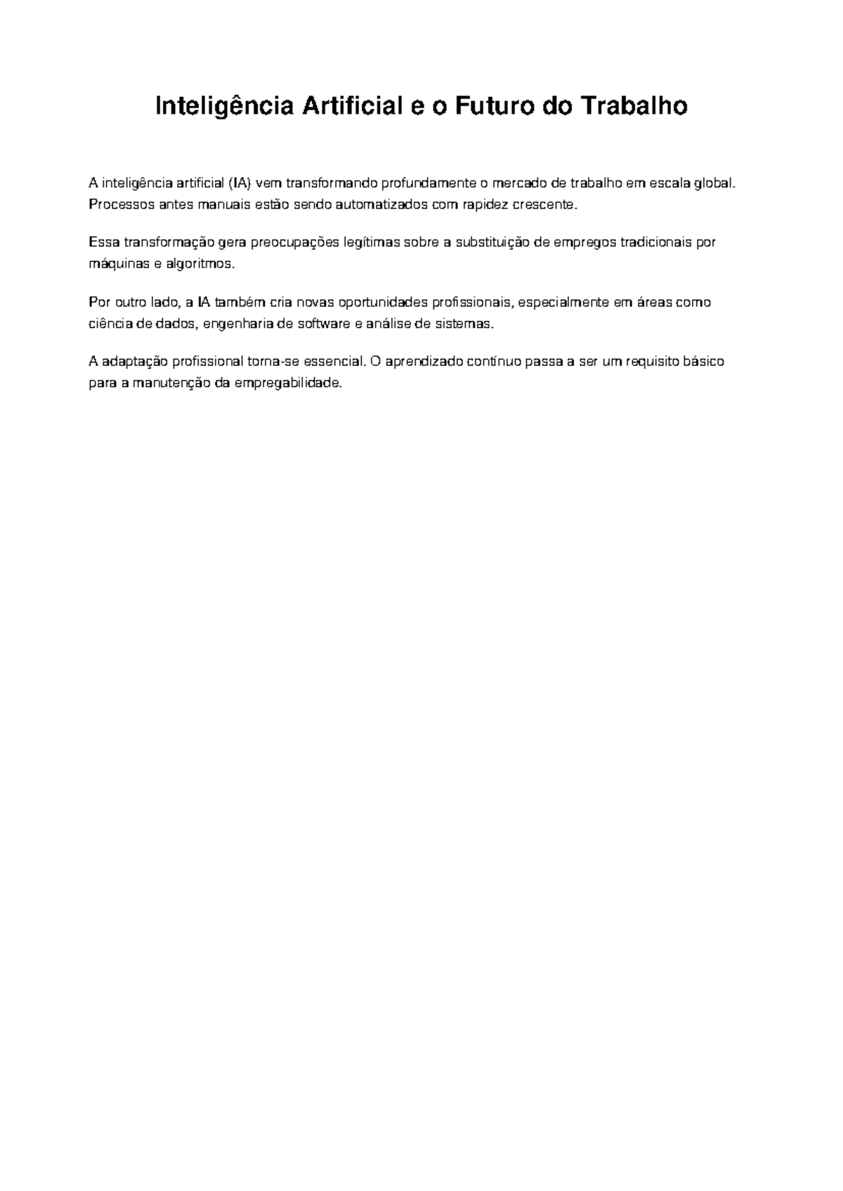 Inteligência Artificial e o Futuro do Trabalho: Desafios e ...