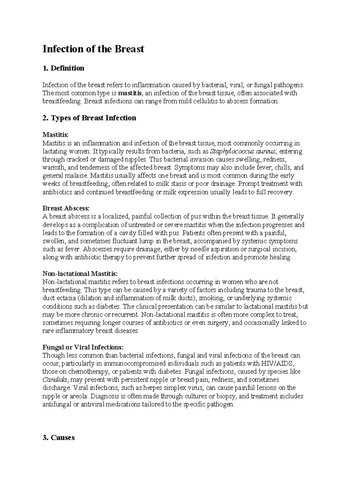 Breast Infection Overview: Types, Causes, Symptoms, and Treatment - Studocu